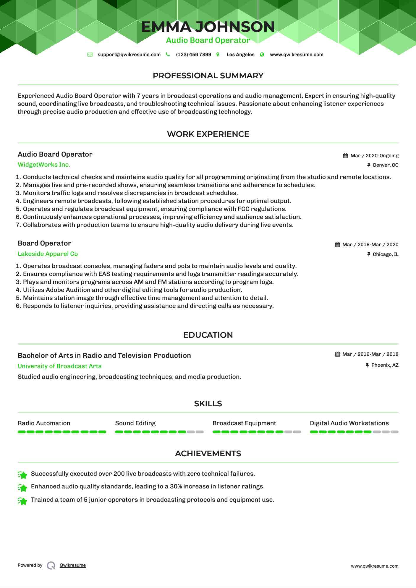 Board Operator Resume Samples QwikResume