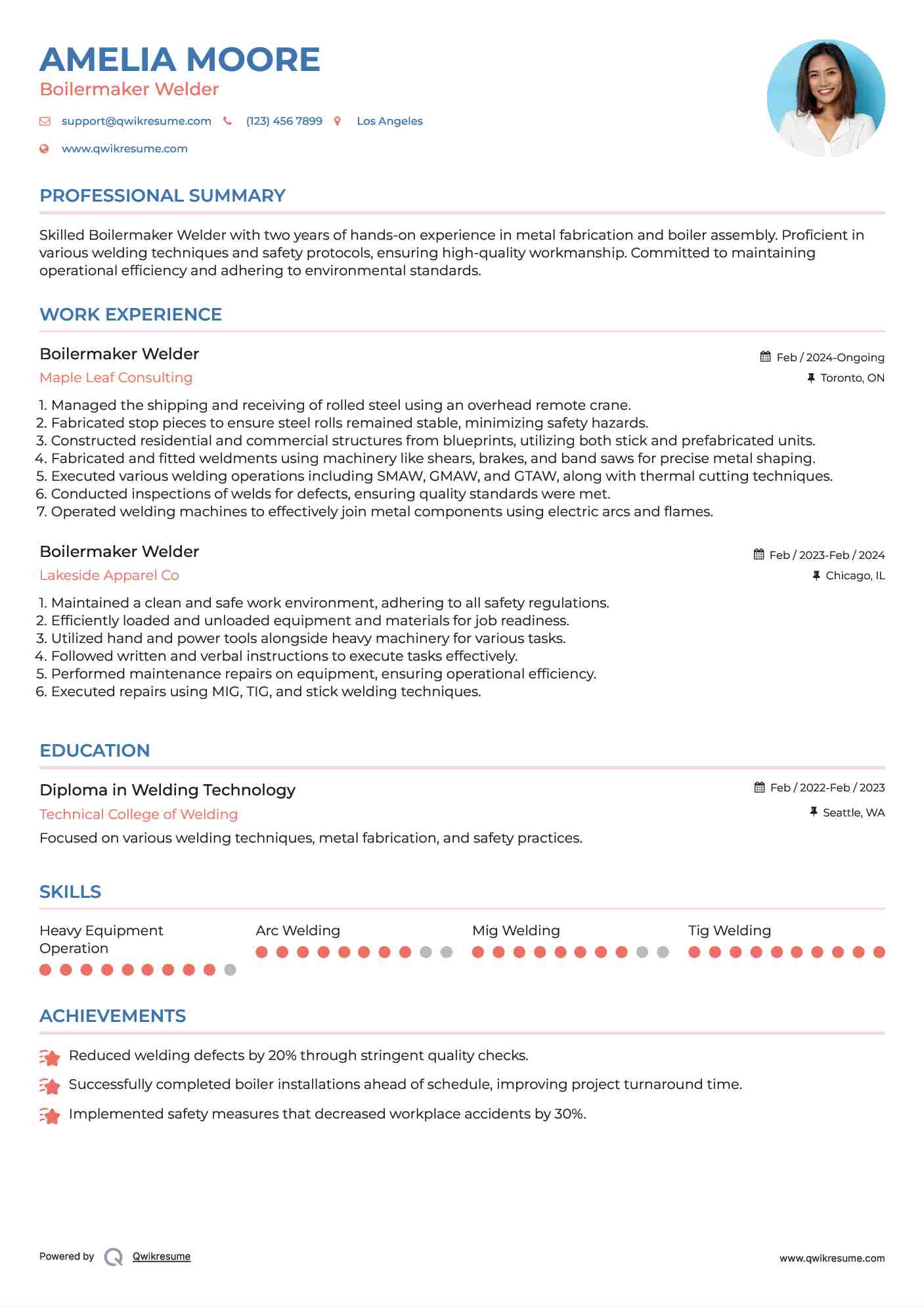 Boilermaker Welder Resume Model