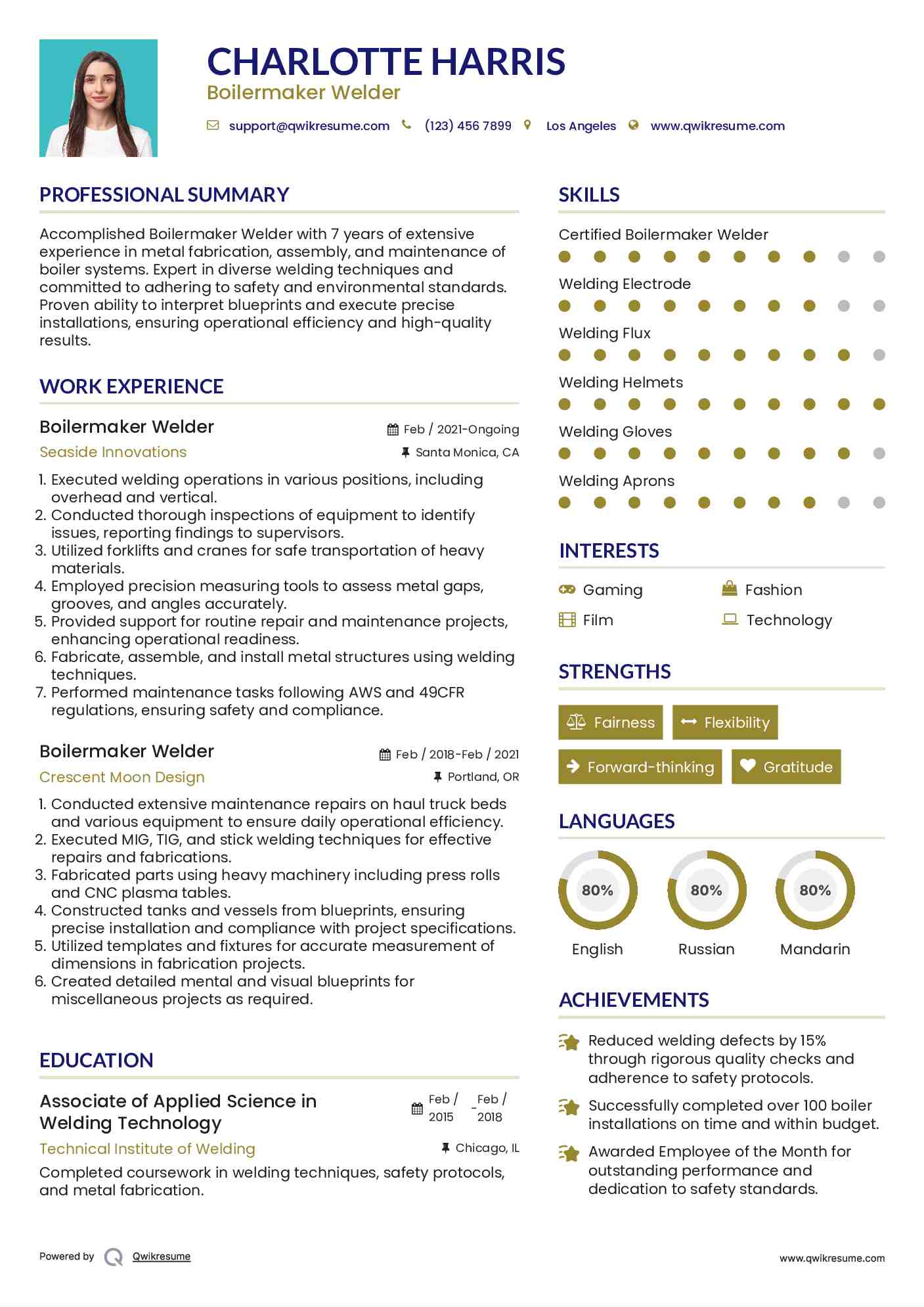 Boilermaker Welder Resume Sample