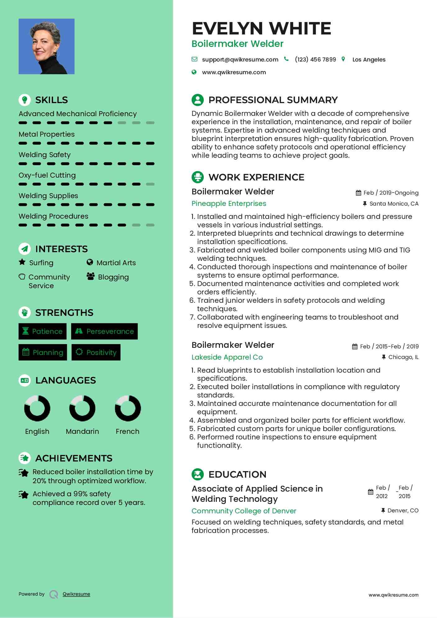 Boilermaker Welder Resume Format