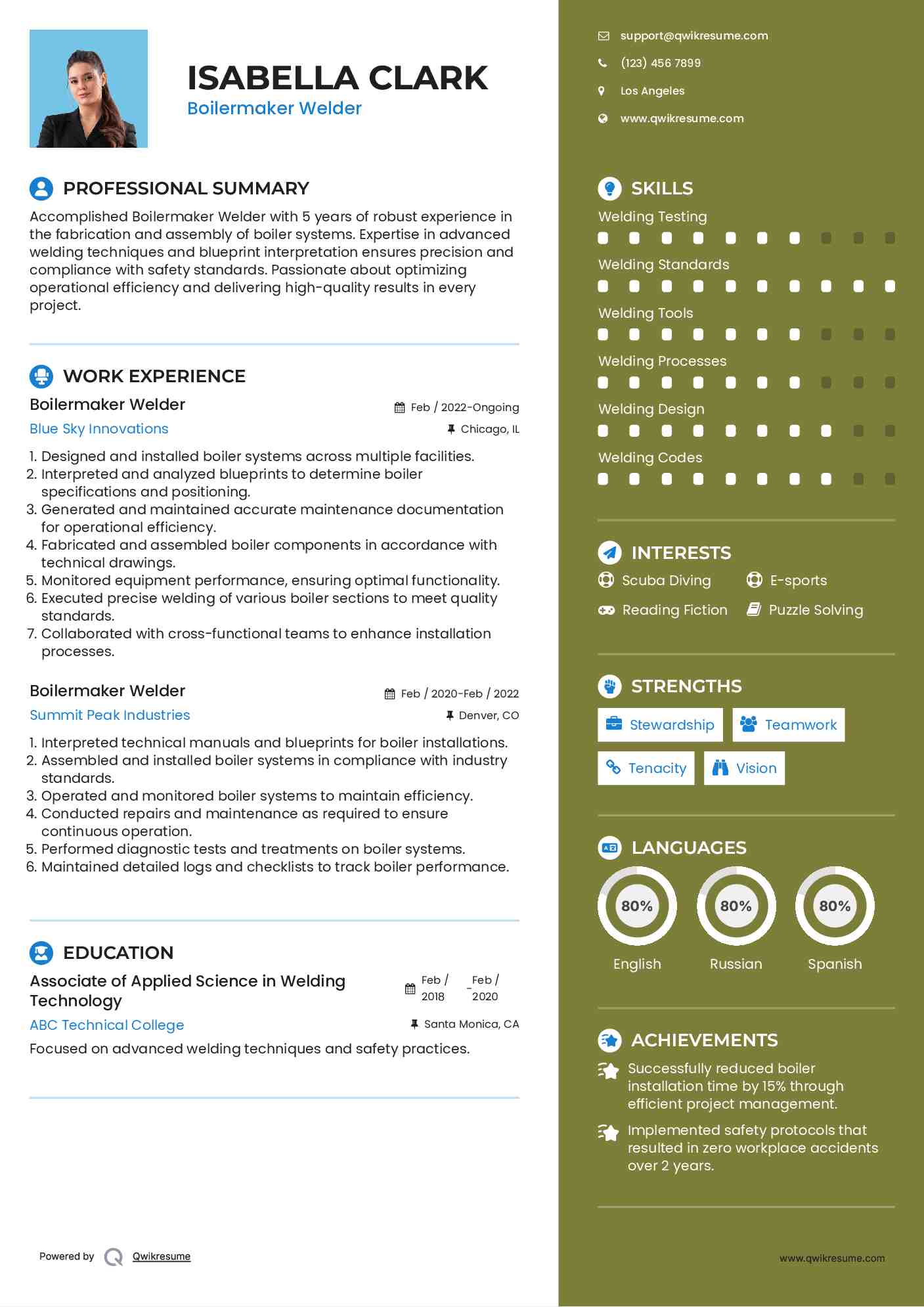 Boilermaker Welder Resume Model