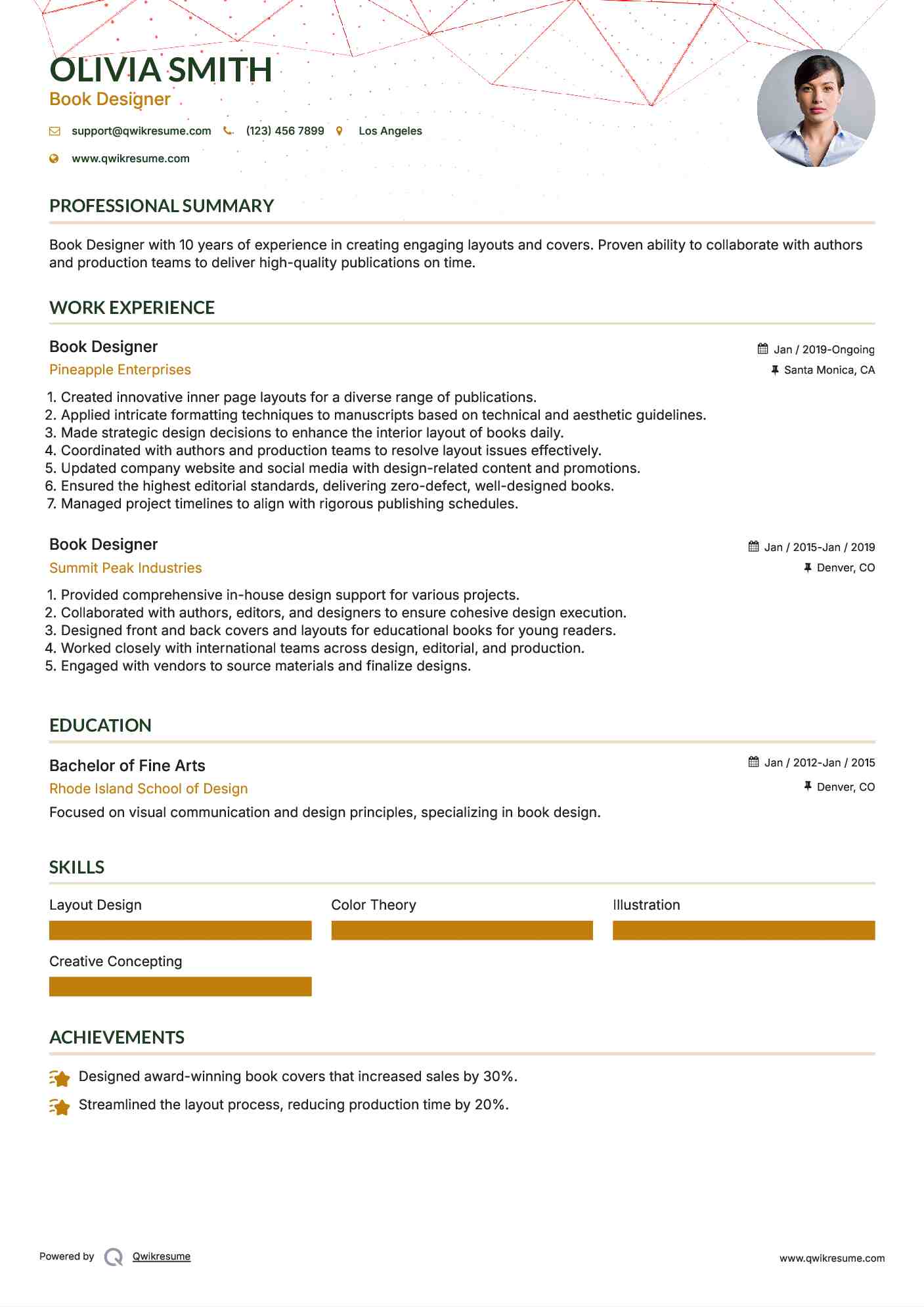 Book Designer Resume Model