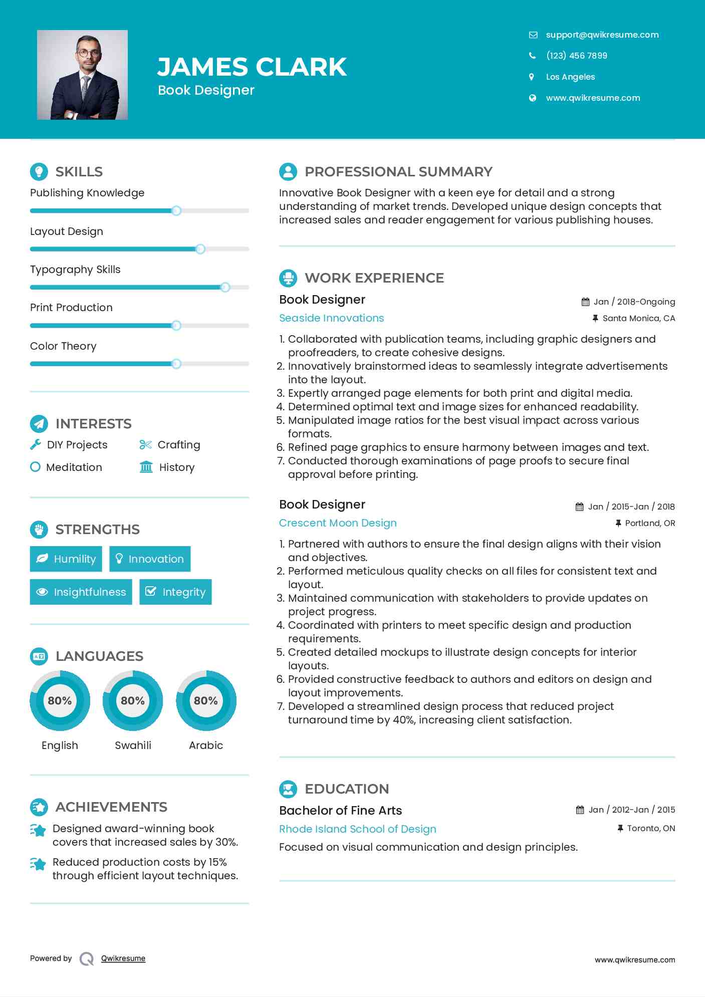 Book Designer Resume Format