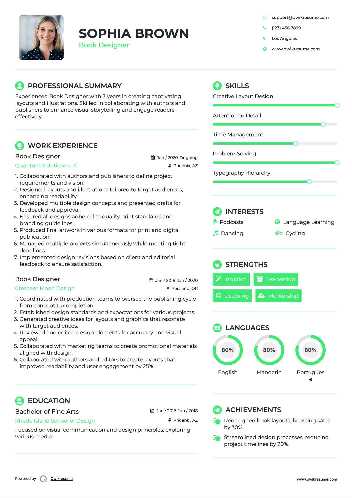 Book Designer Resume Example