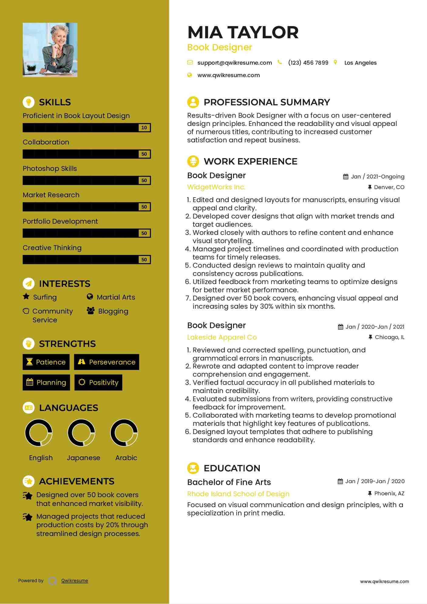 Book Designer Resume Sample