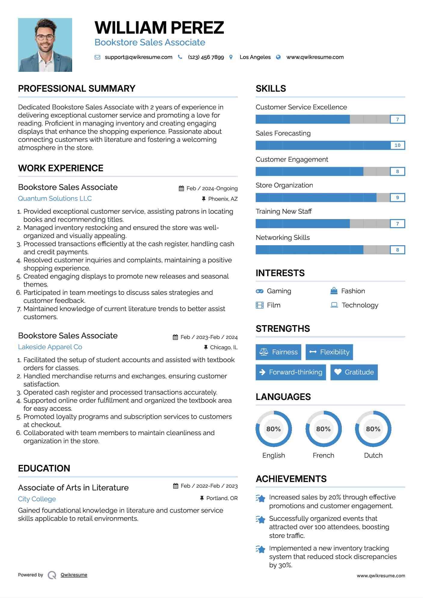 Bookstore Sales Associate Resume Template