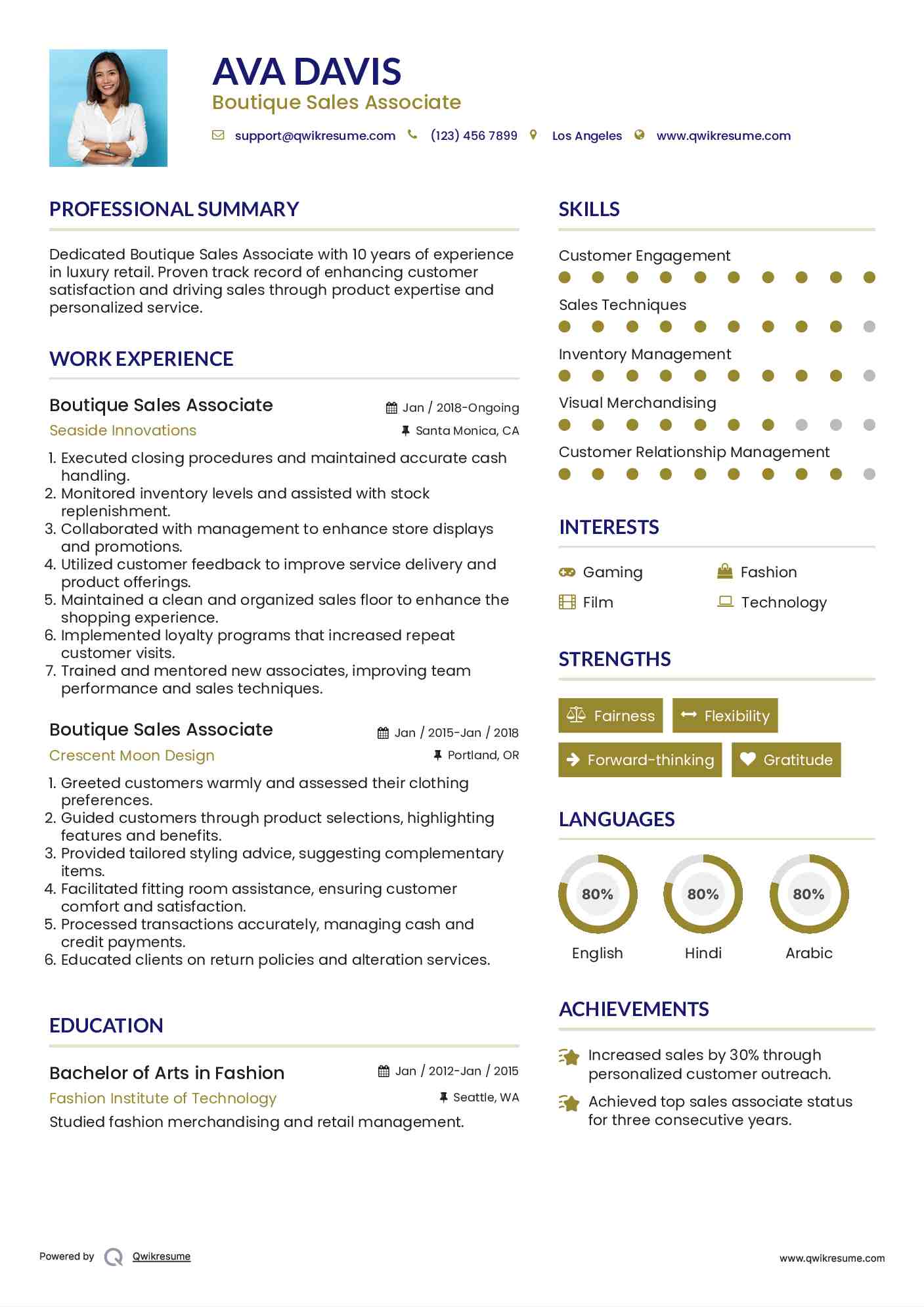 Boutique Sales Associate Resume Template