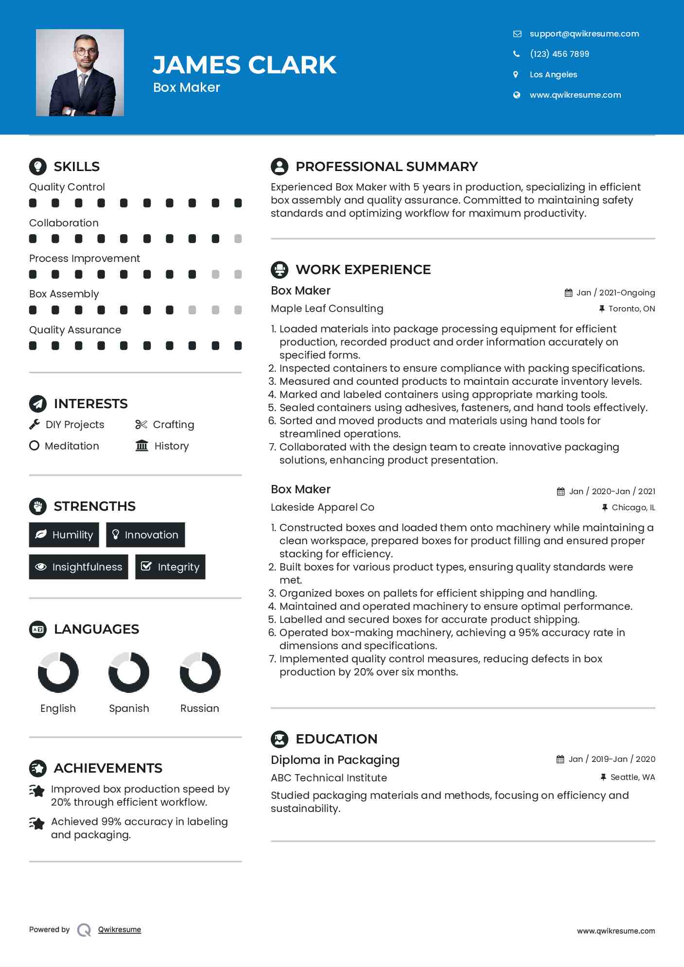 Box Maker Resume Samples QwikResume