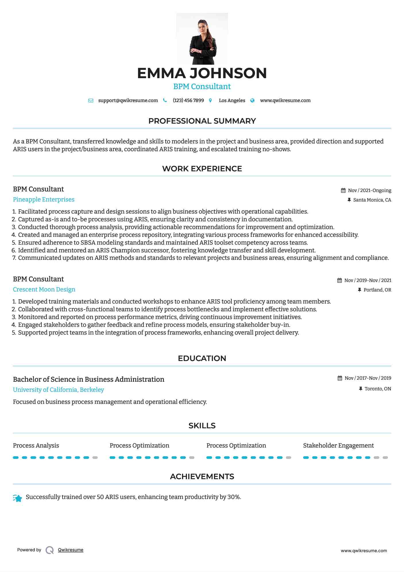 BPM Consultant Resume Sample