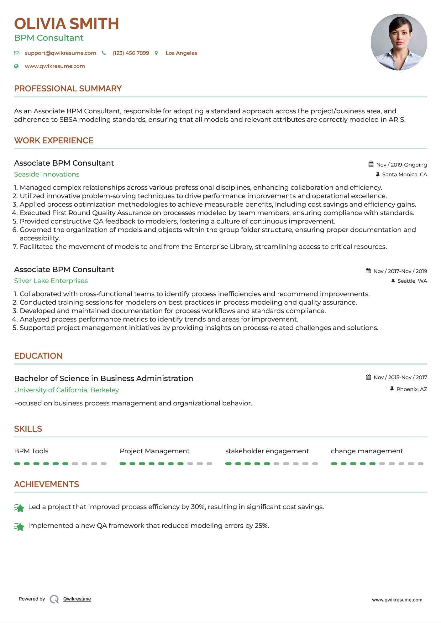 Associate BPM Consultant Resume Format