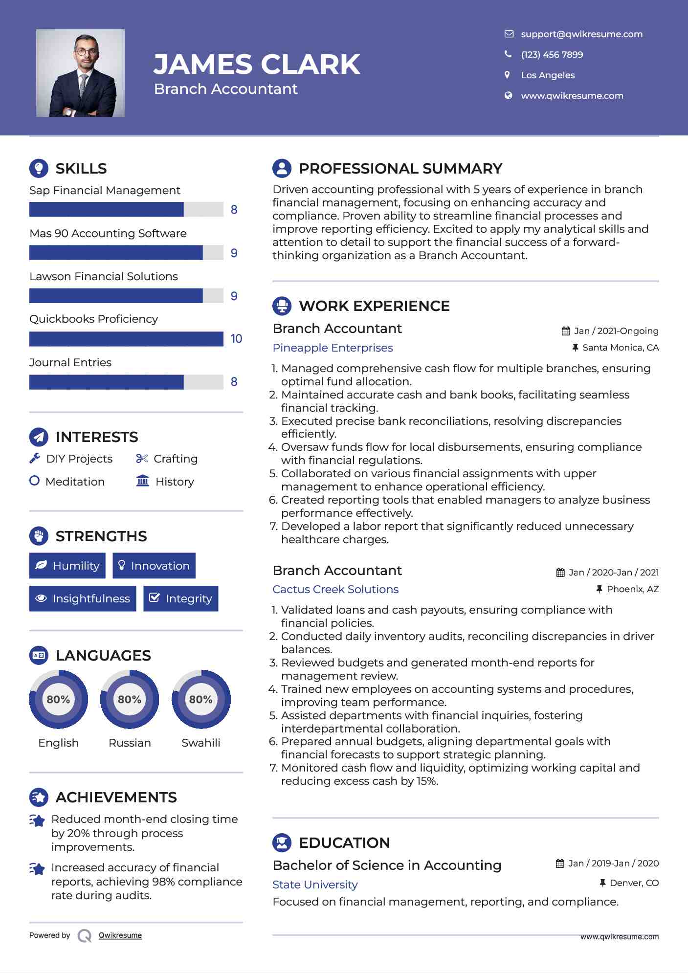 Branch Accountant Resume Format