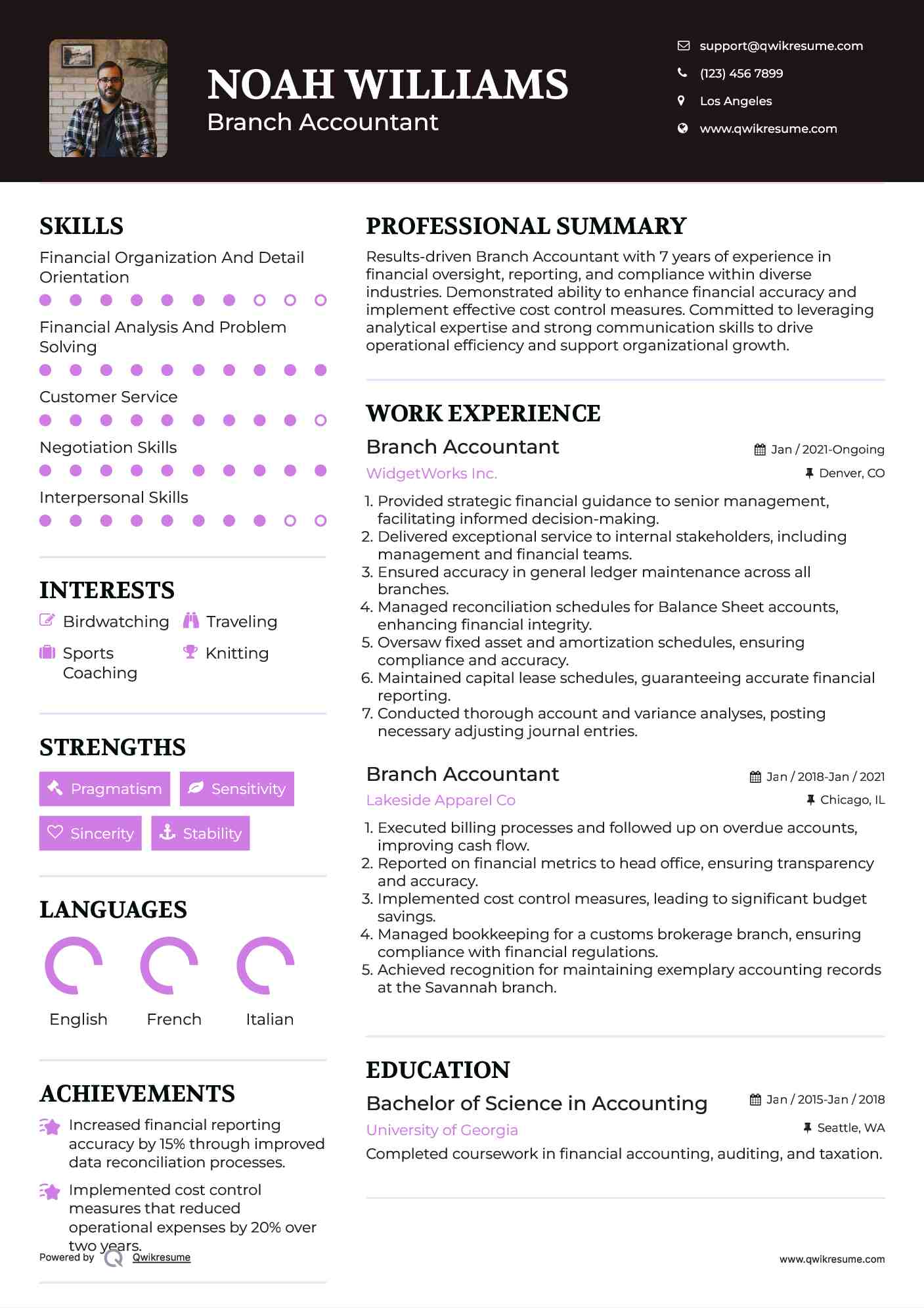 Branch Accountant Resume Model