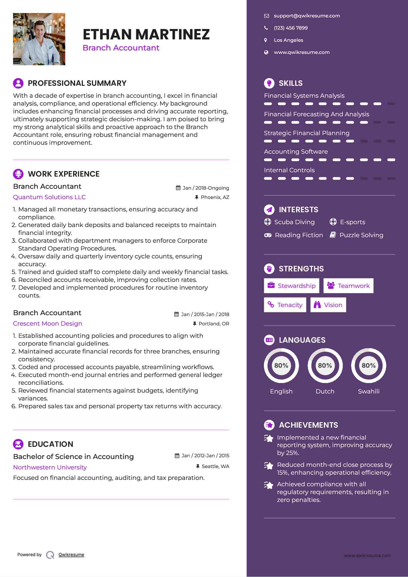 Branch Accountant Resume Sample