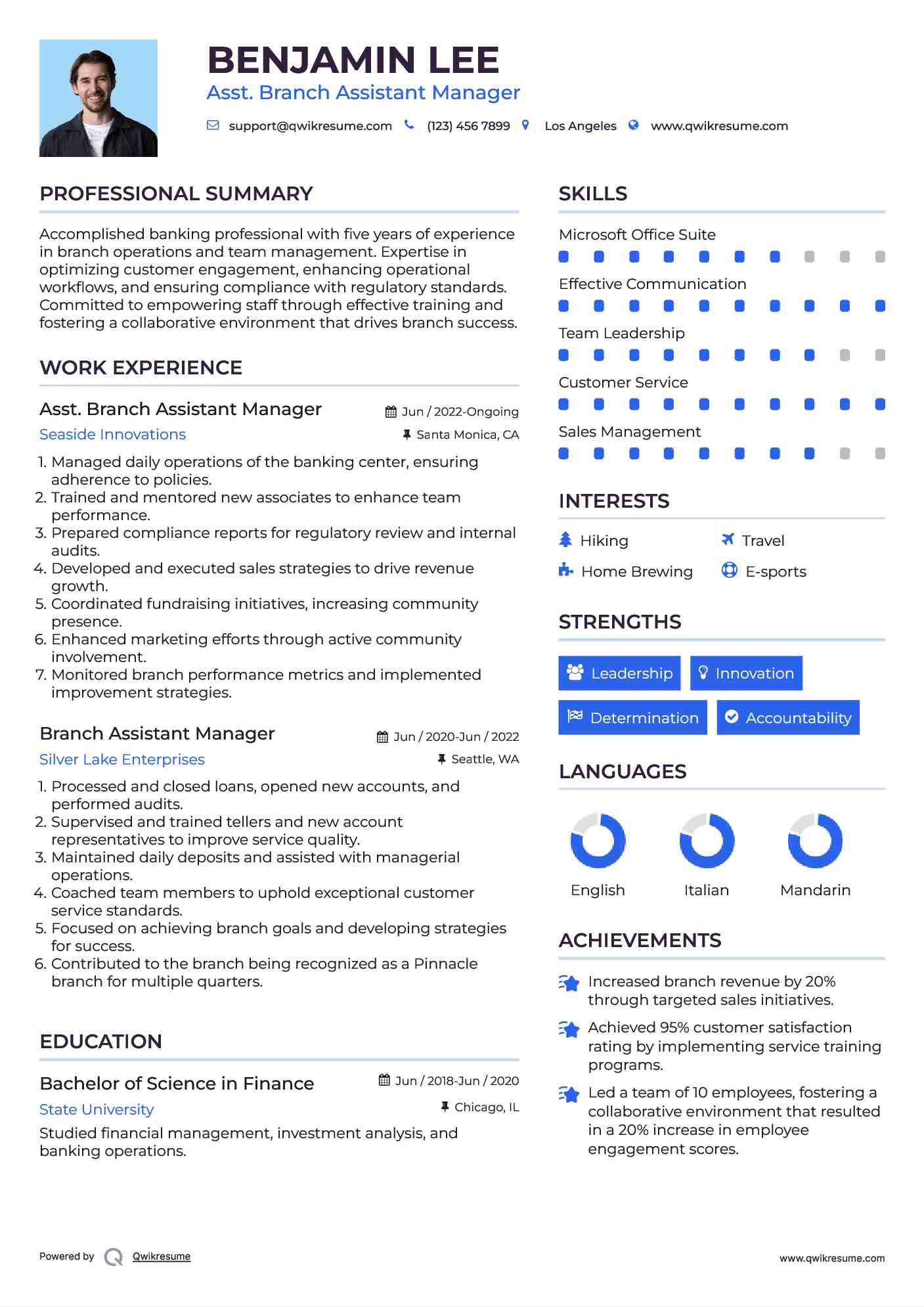 Asst. Branch Assistant Manager Resume Template