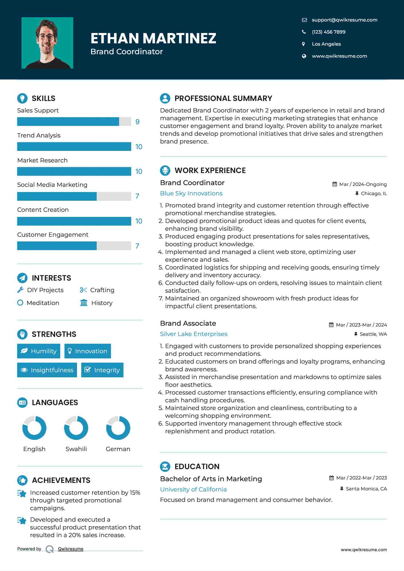 Brand Coordinator Resume Format