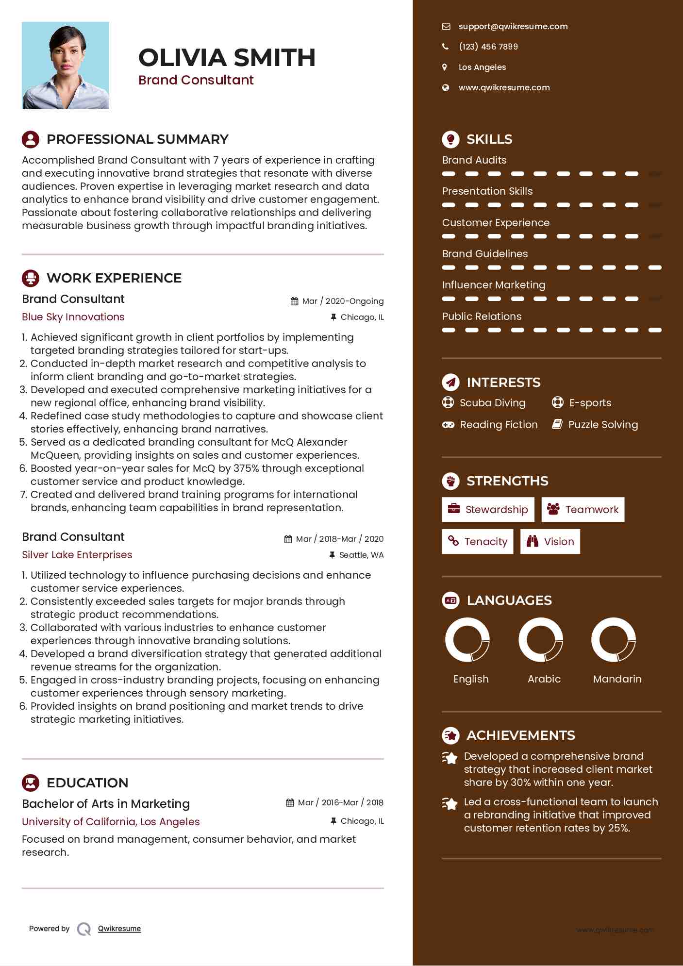Brand Consultant Resume Template