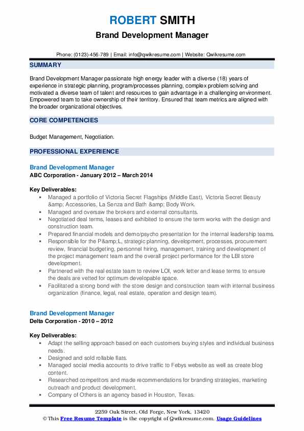 Brand Development Manager Resume - Brand Development Manager 1677936887 Pdf 