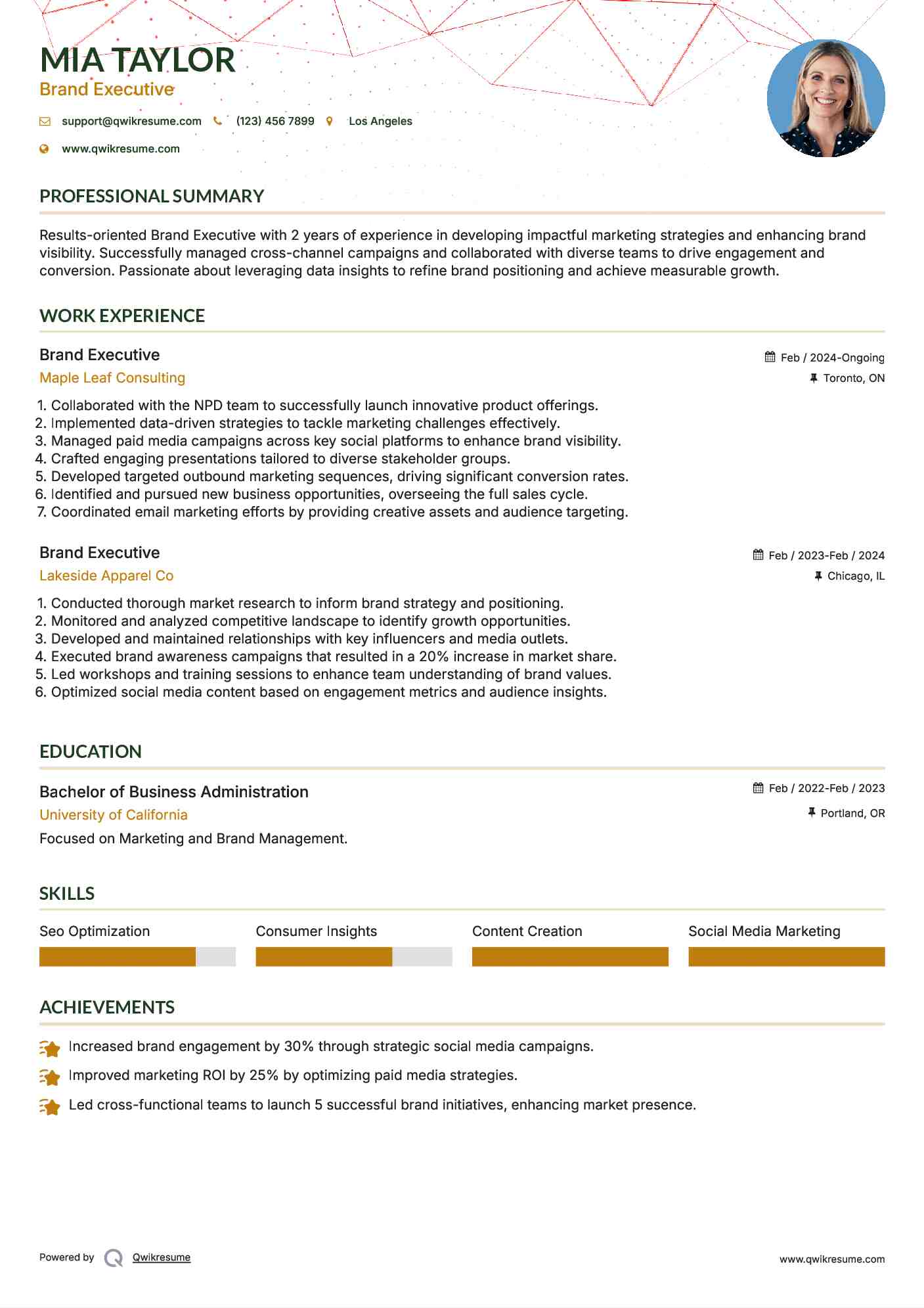 Brand Executive Resume Template
