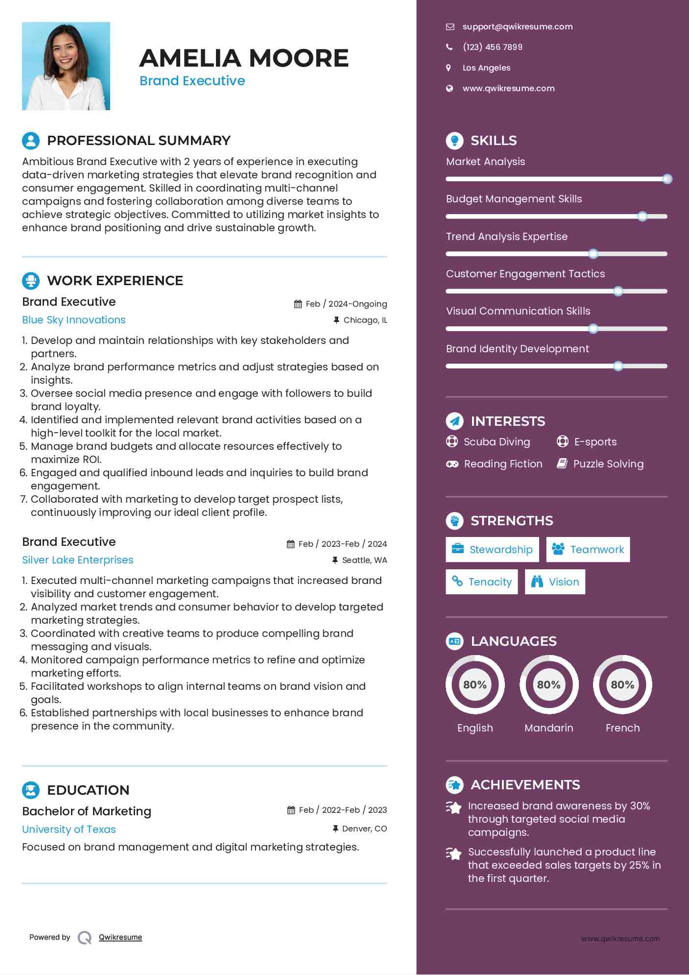 Brand Executive Resume Template