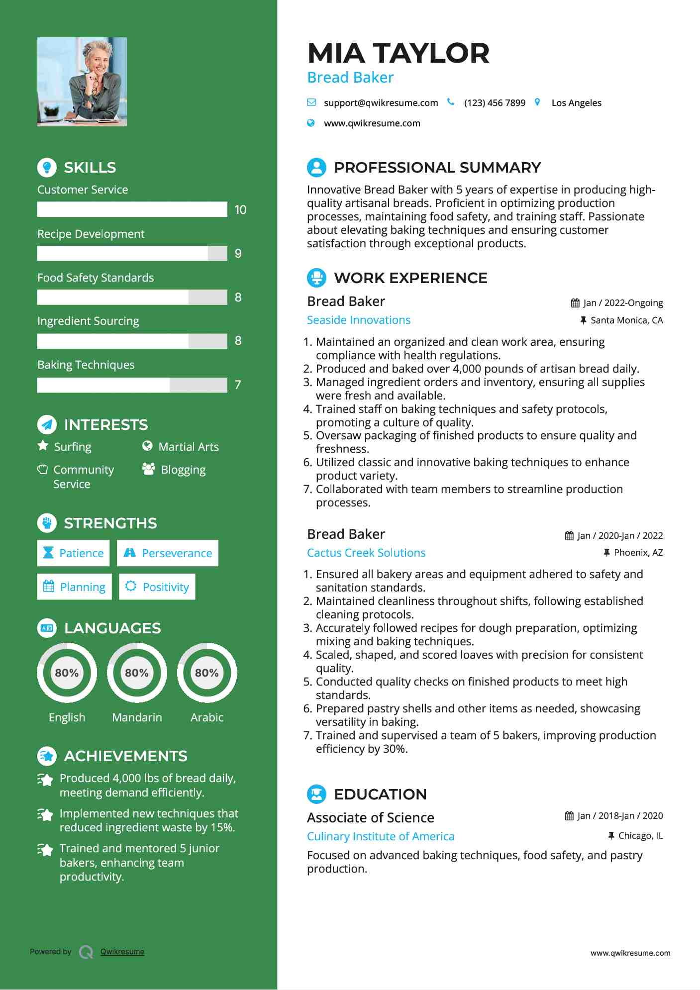 Bread Baker Resume Model