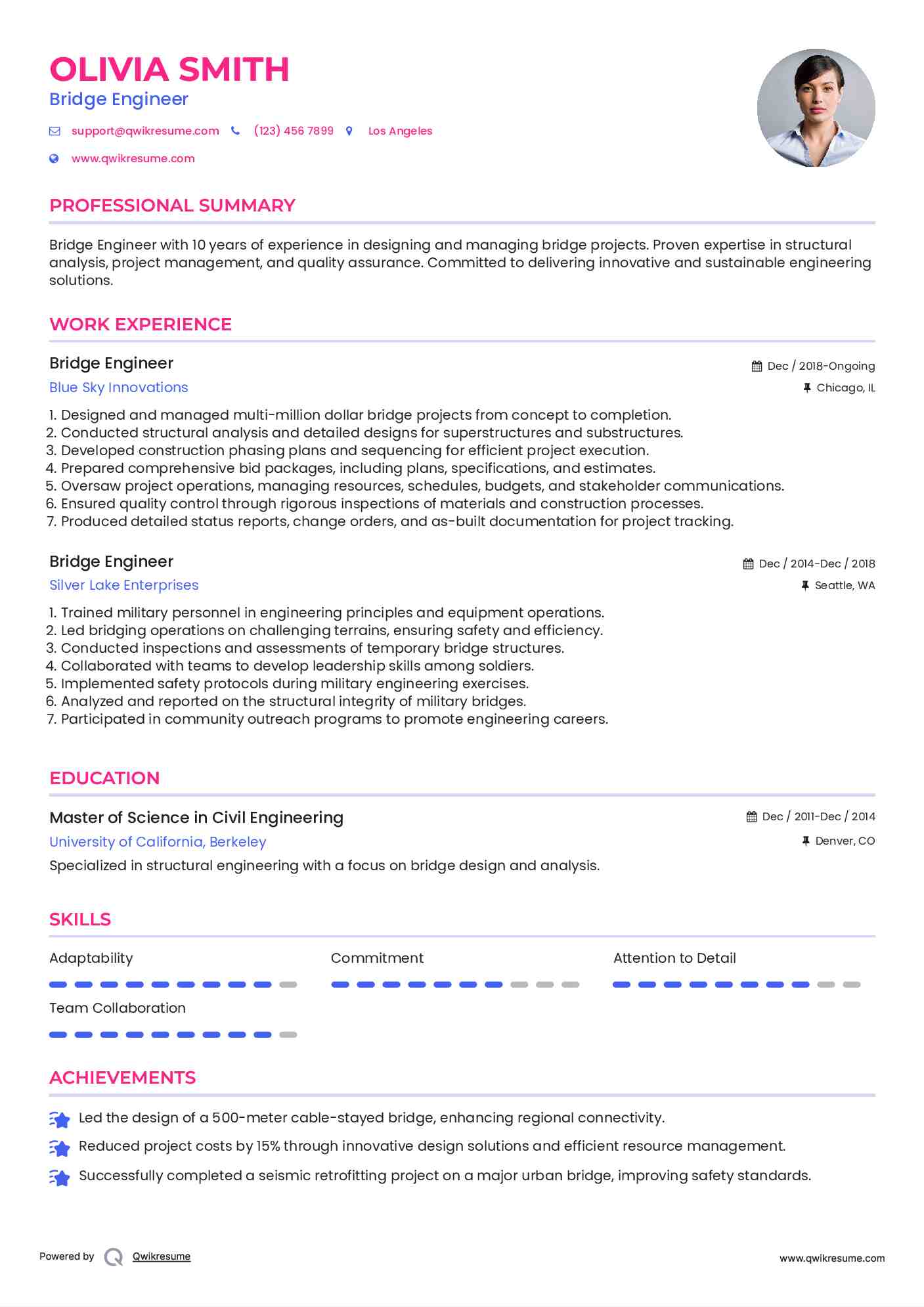 Bridge Engineer Resume Model