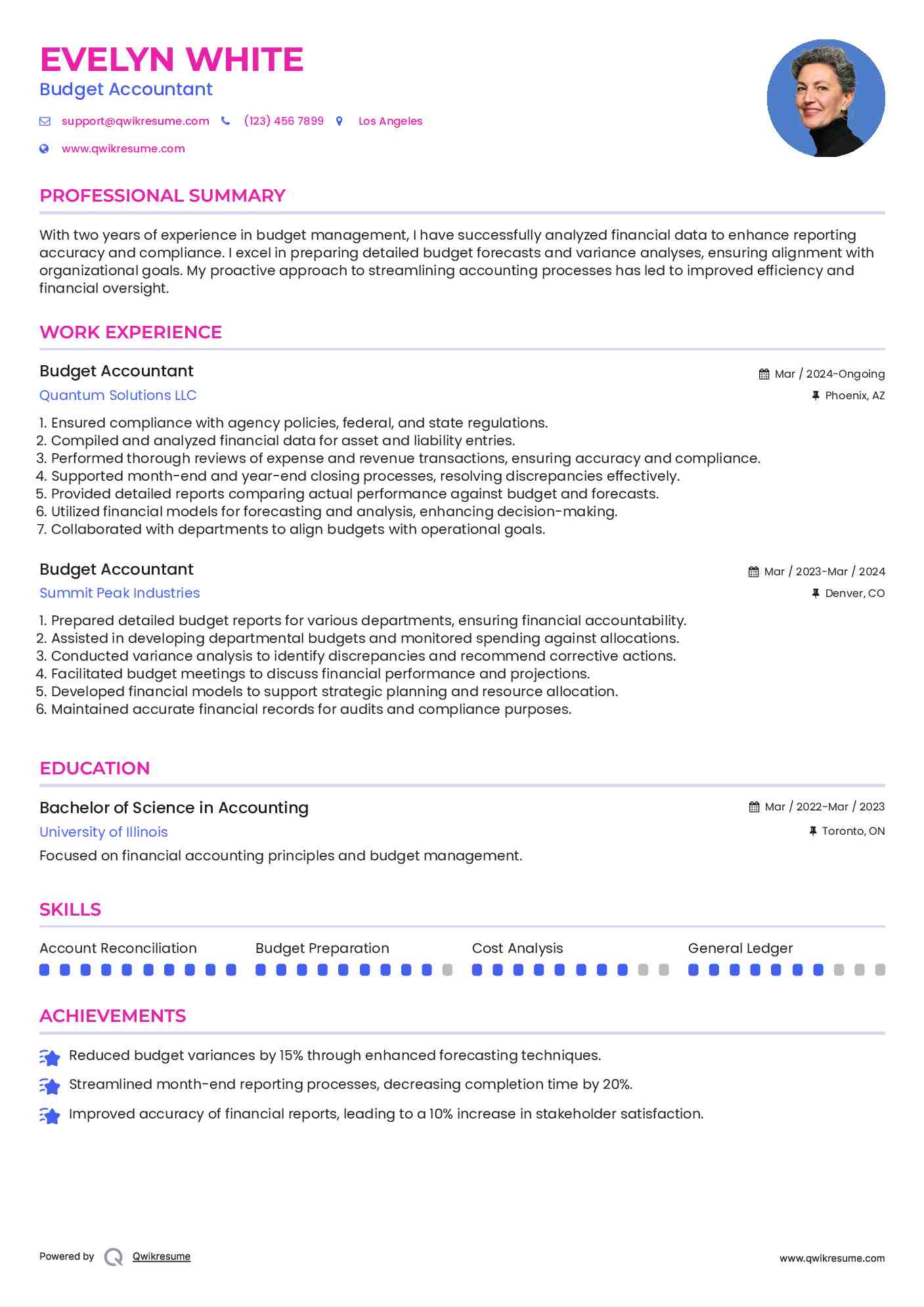 Budget Accountant Resume Format