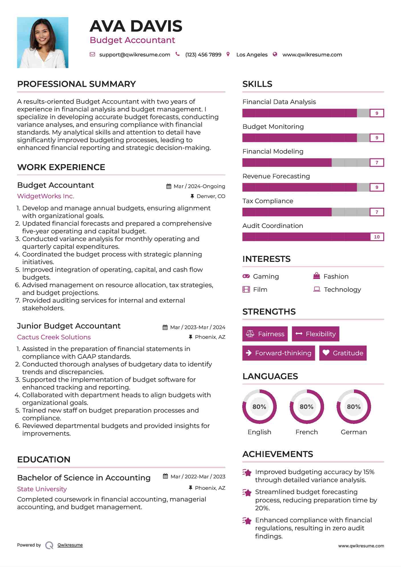 Budget Accountant Resume Template