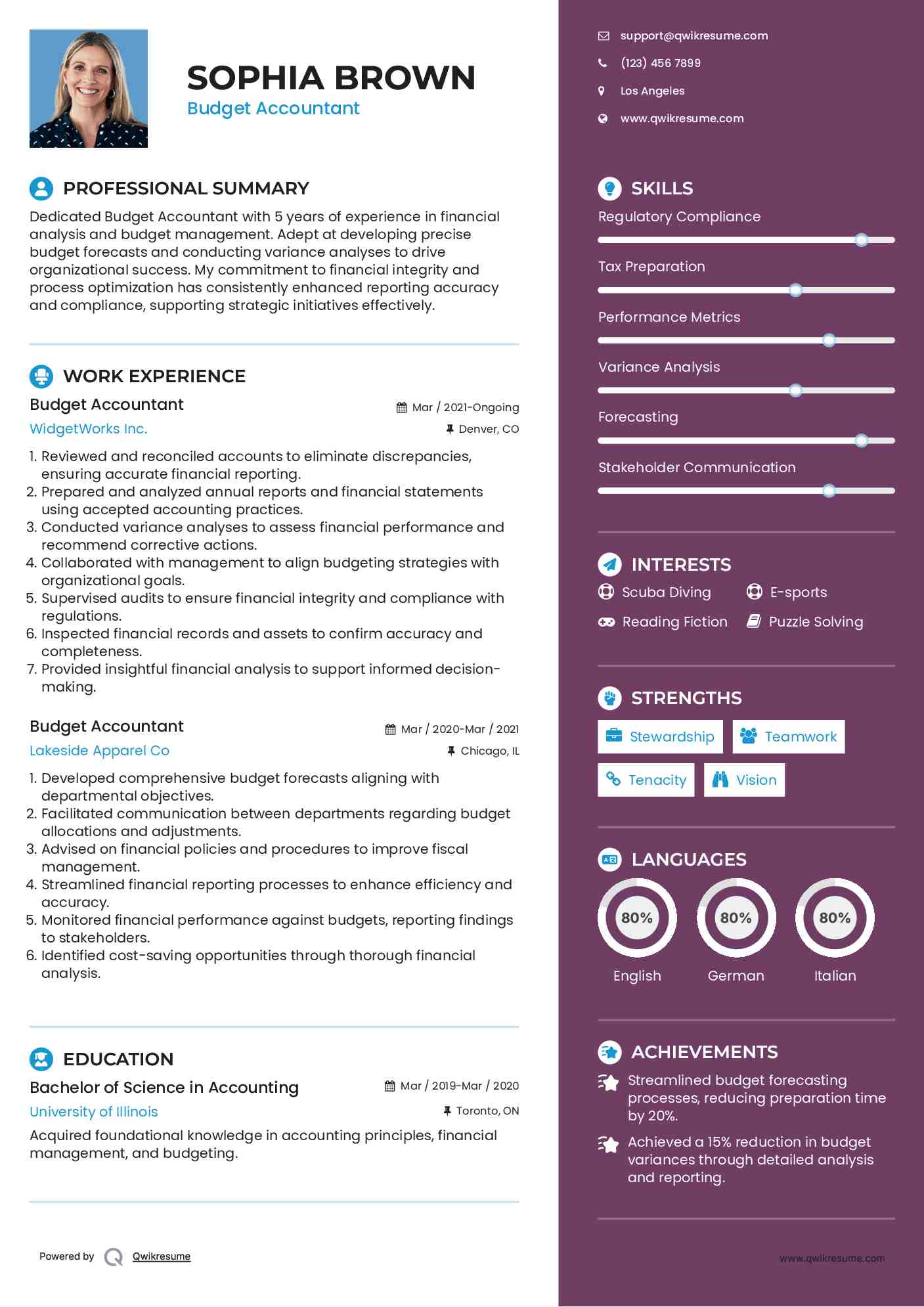 Budget Accountant Resume Template