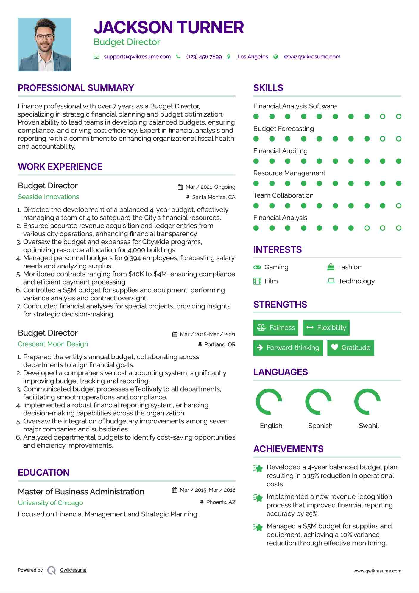 Budget Director Resume Format