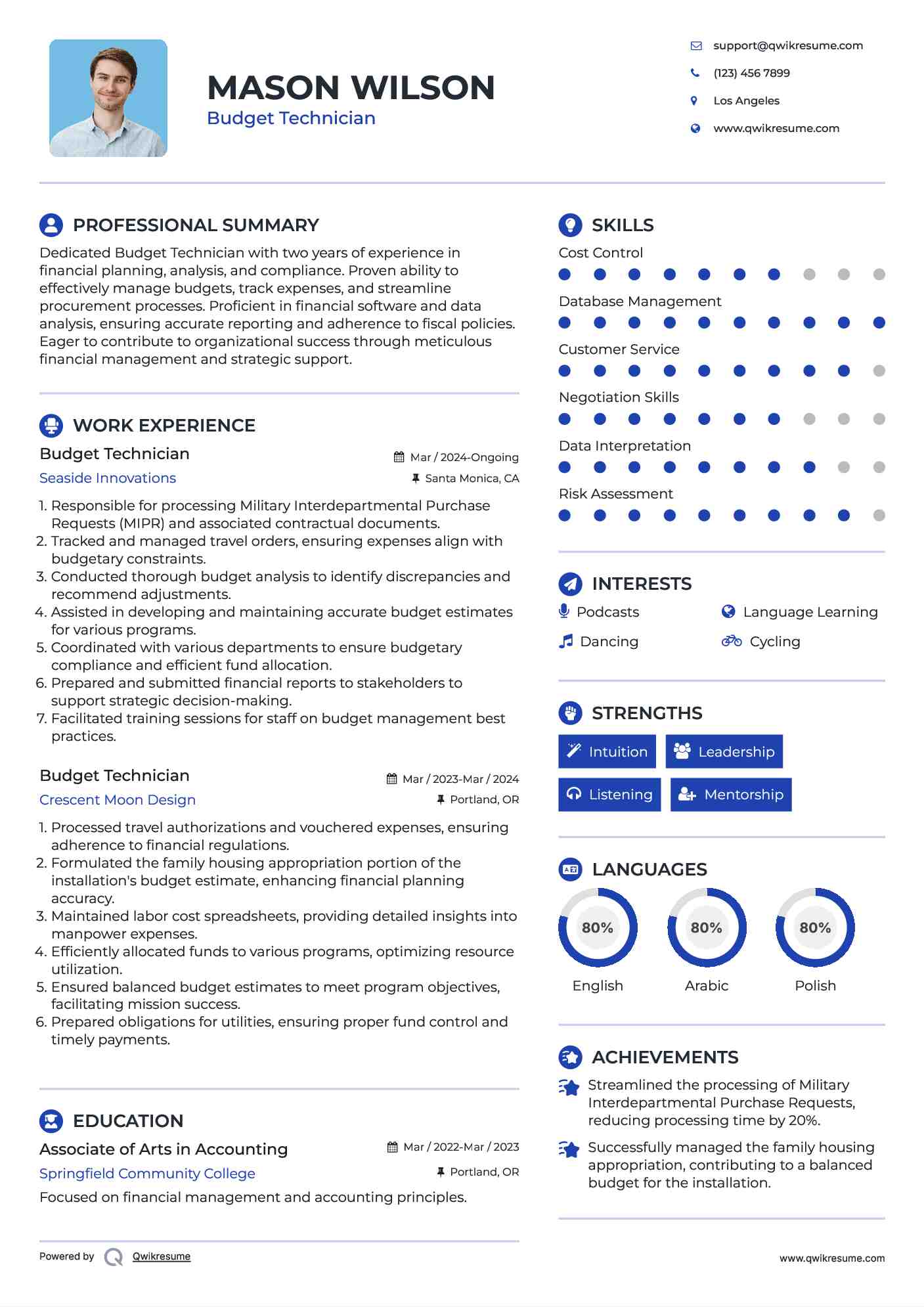 Budget Technician Resume Sample