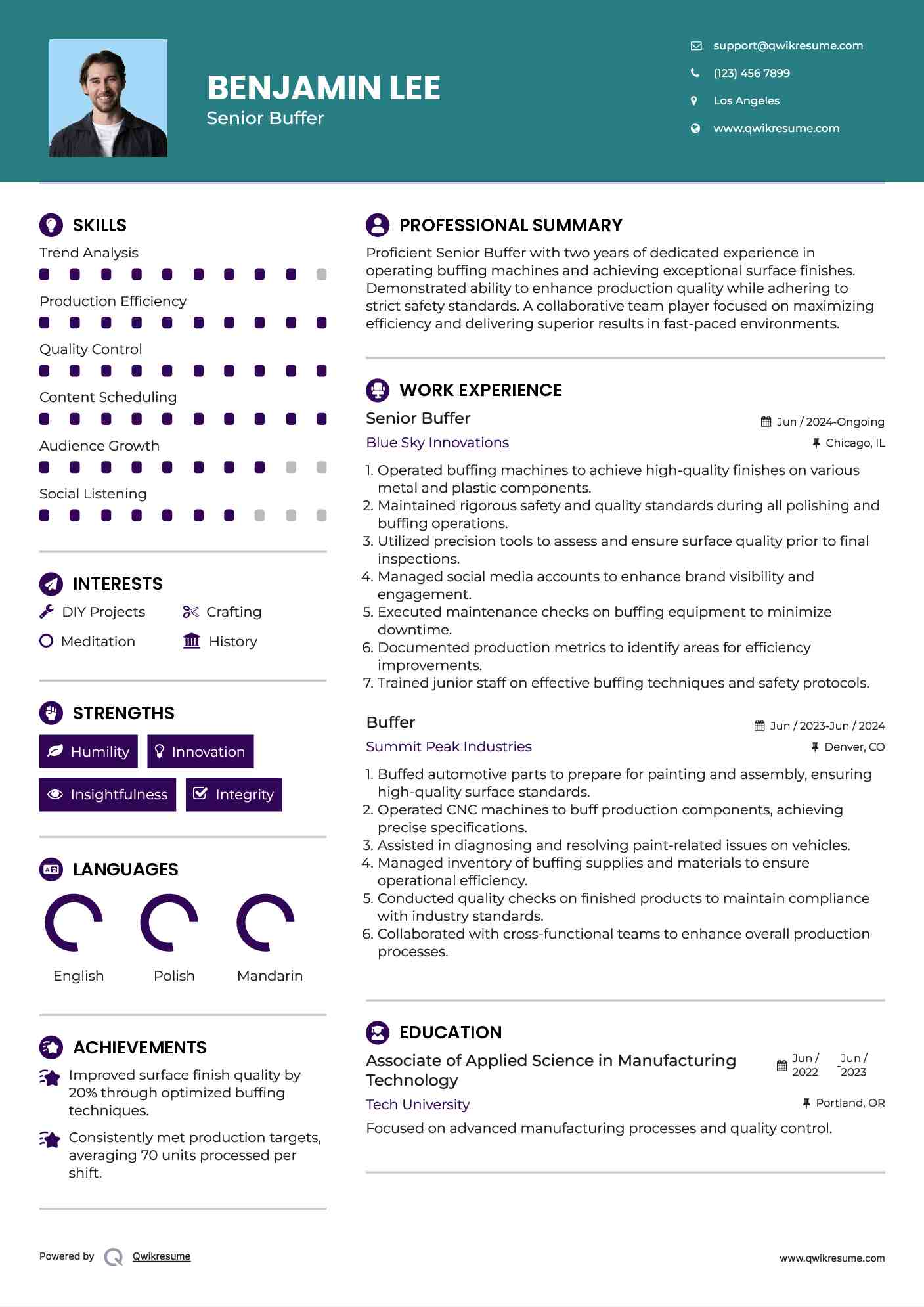 Senior Buffer Resume Template