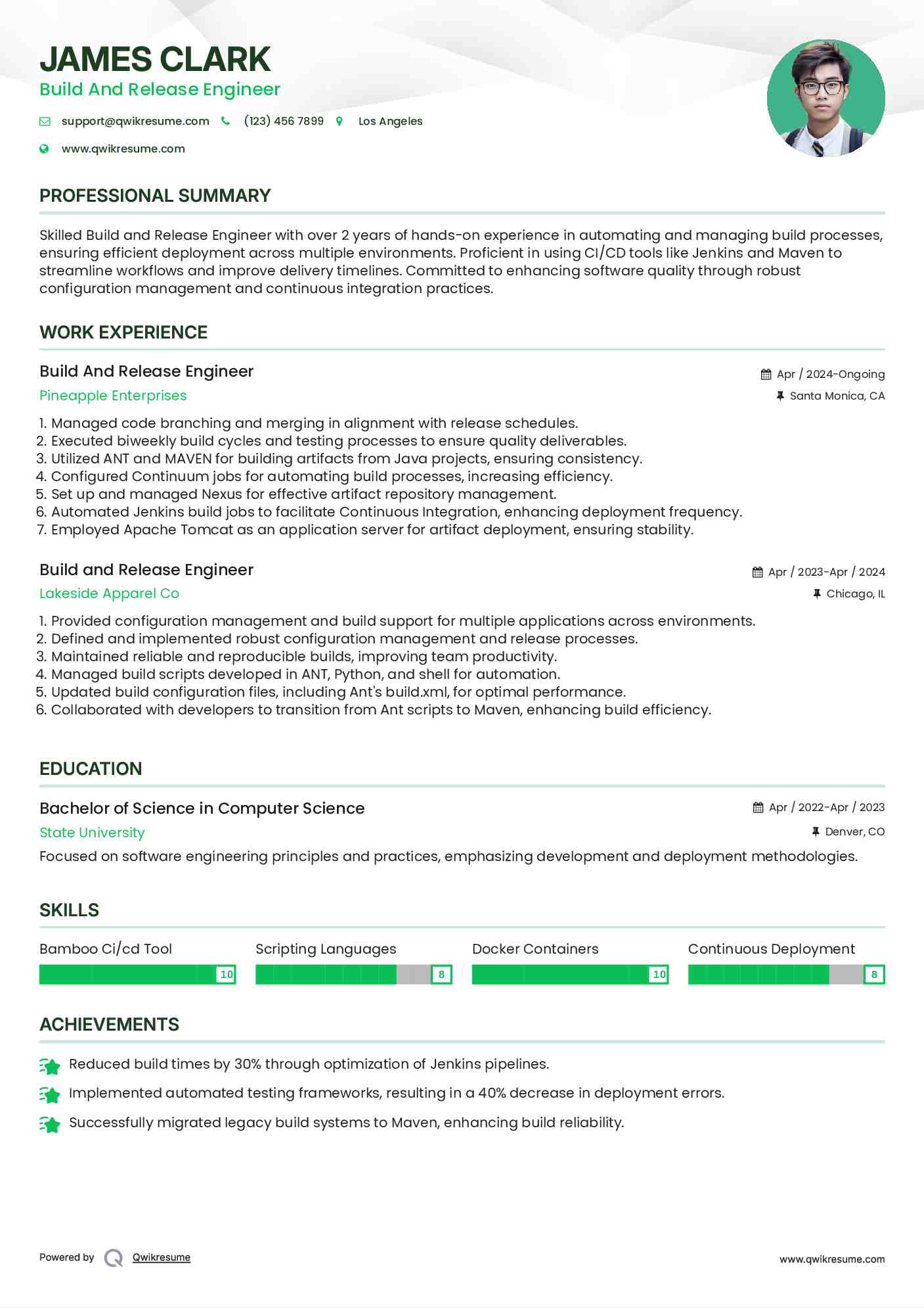 Build And Release Engineer Resume Format