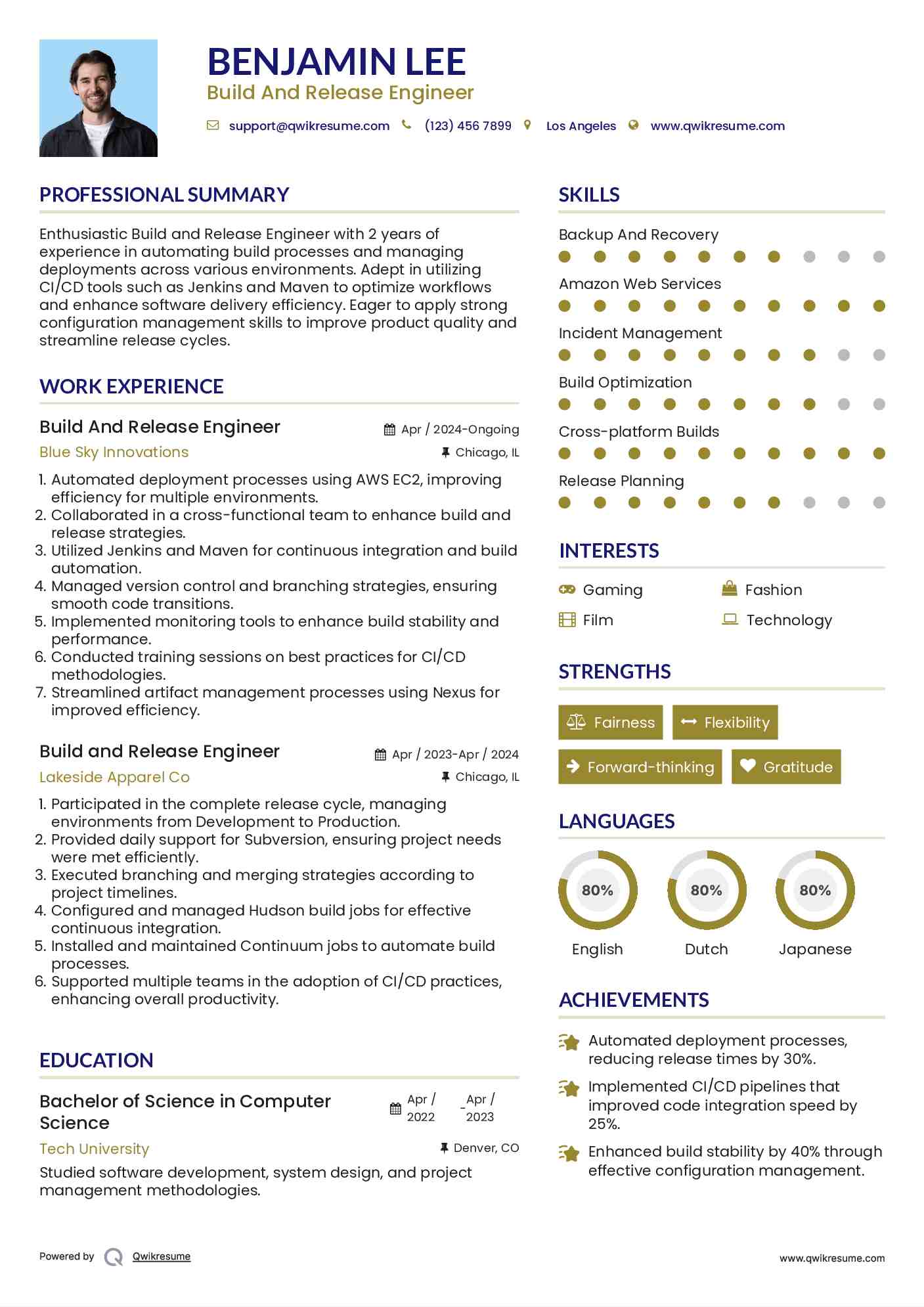 Build And Release Engineer Resume Model