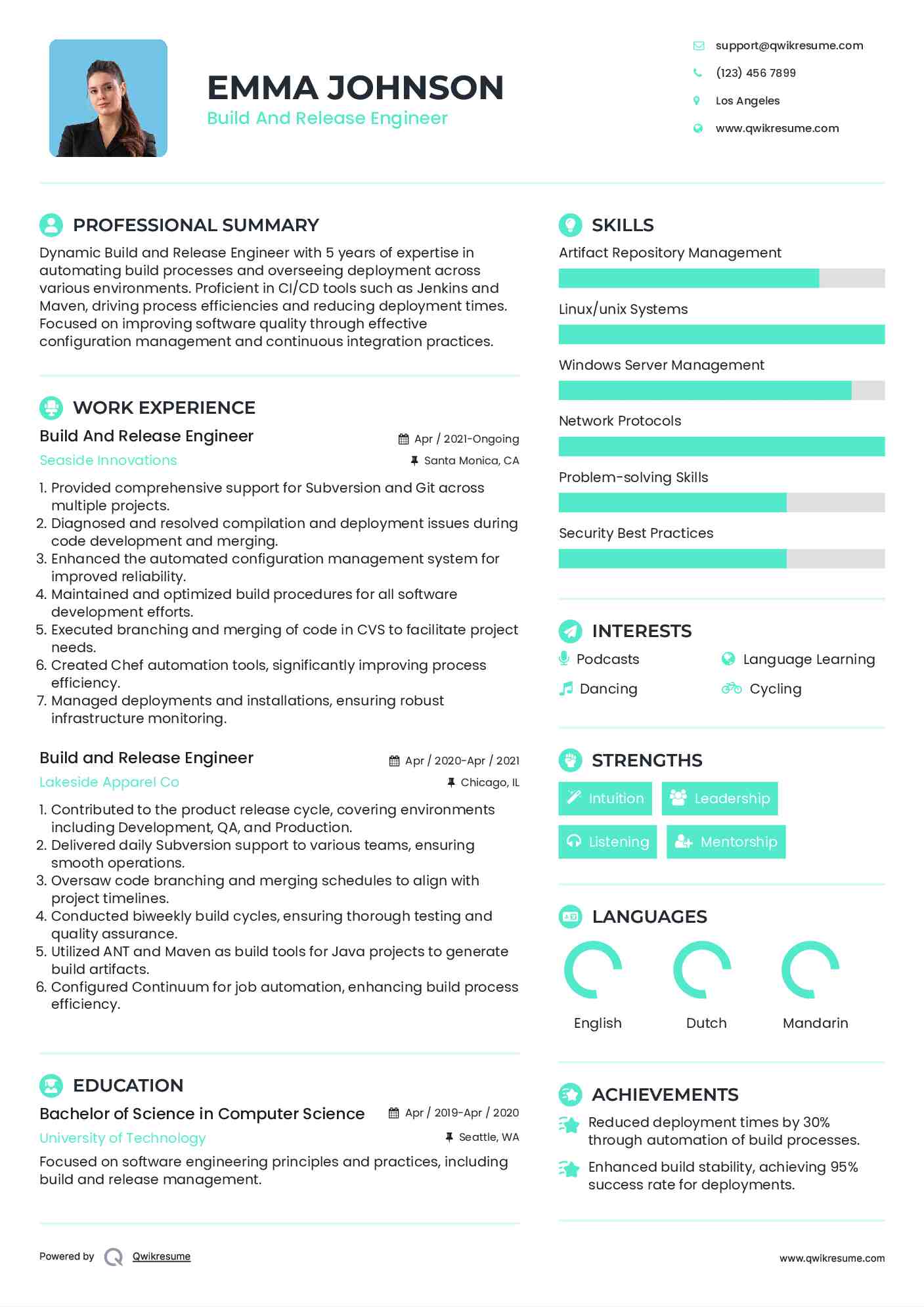 Build And Release Engineer Resume Model
