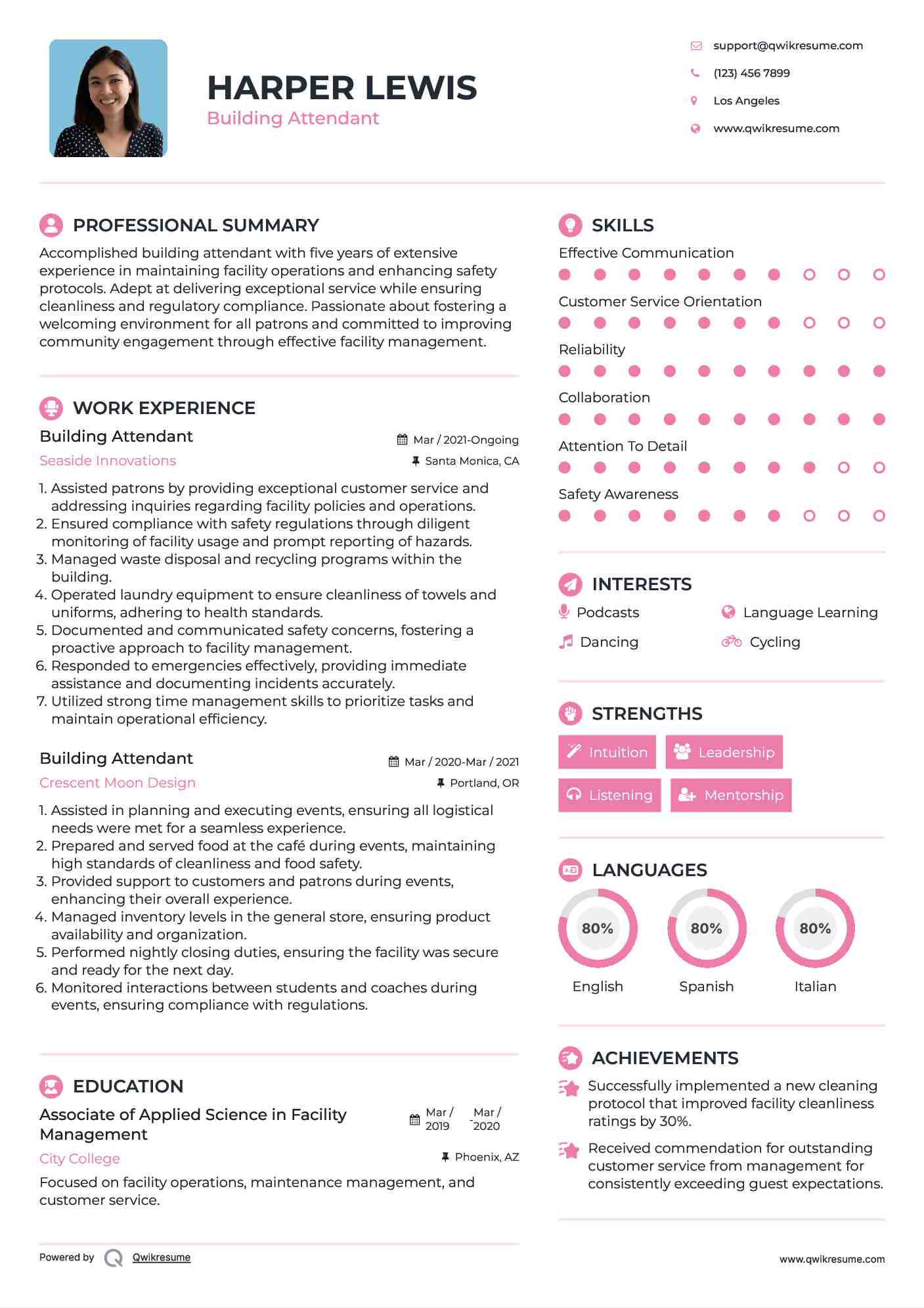 Building Attendant Resume Format