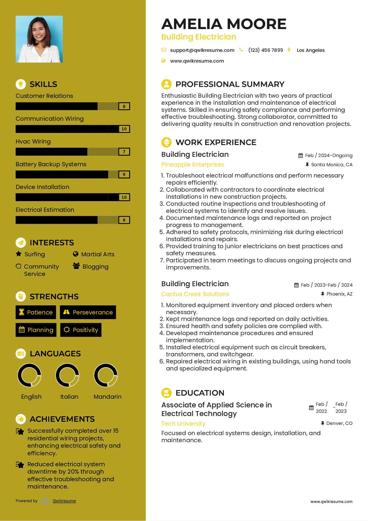 Building Electrician Resume Format