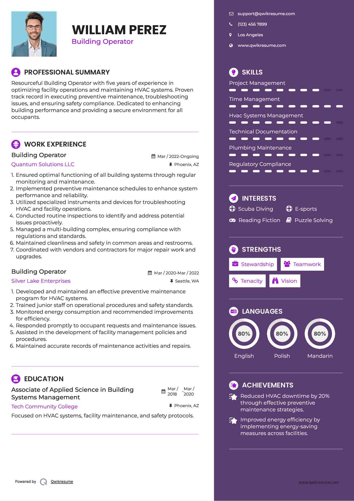 Building Operator Resume Template
