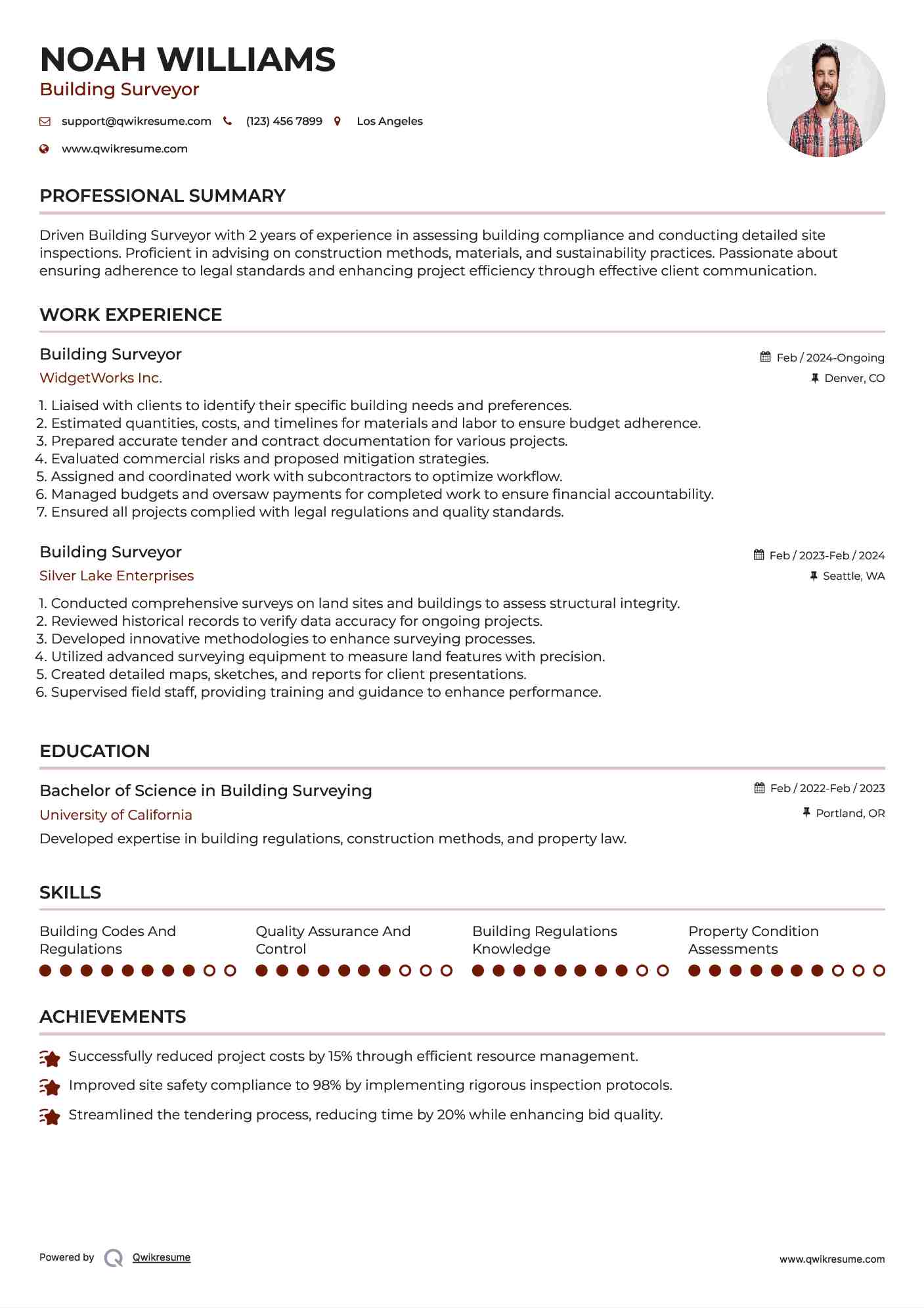 Building Surveyor Resume Format