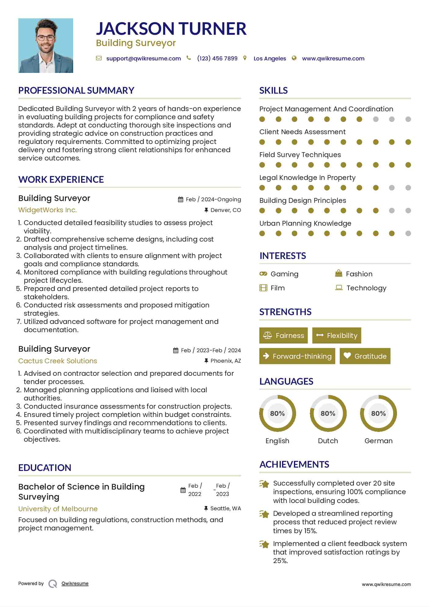 Building Surveyor Resume Example