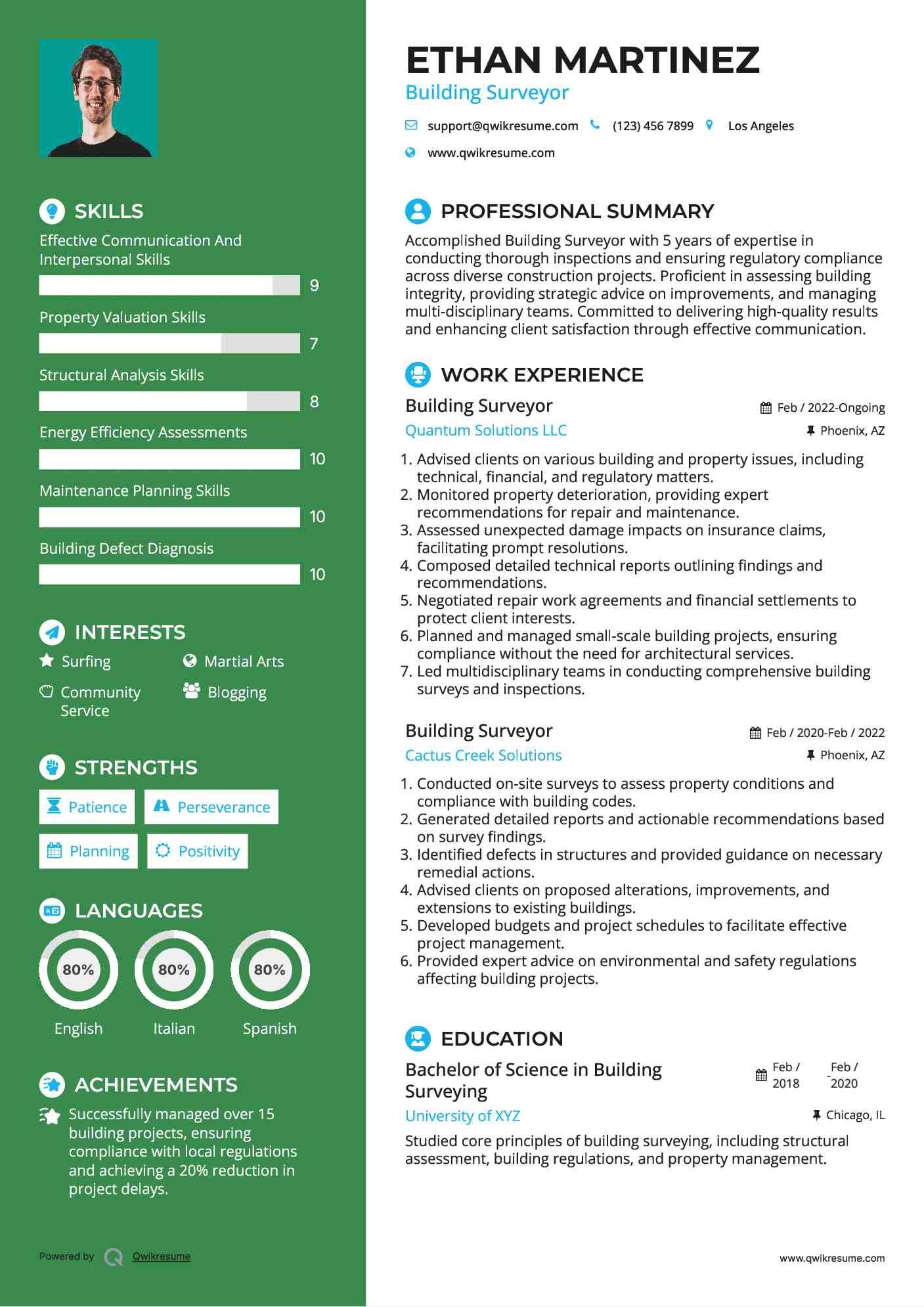 Building Surveyor Resume Template