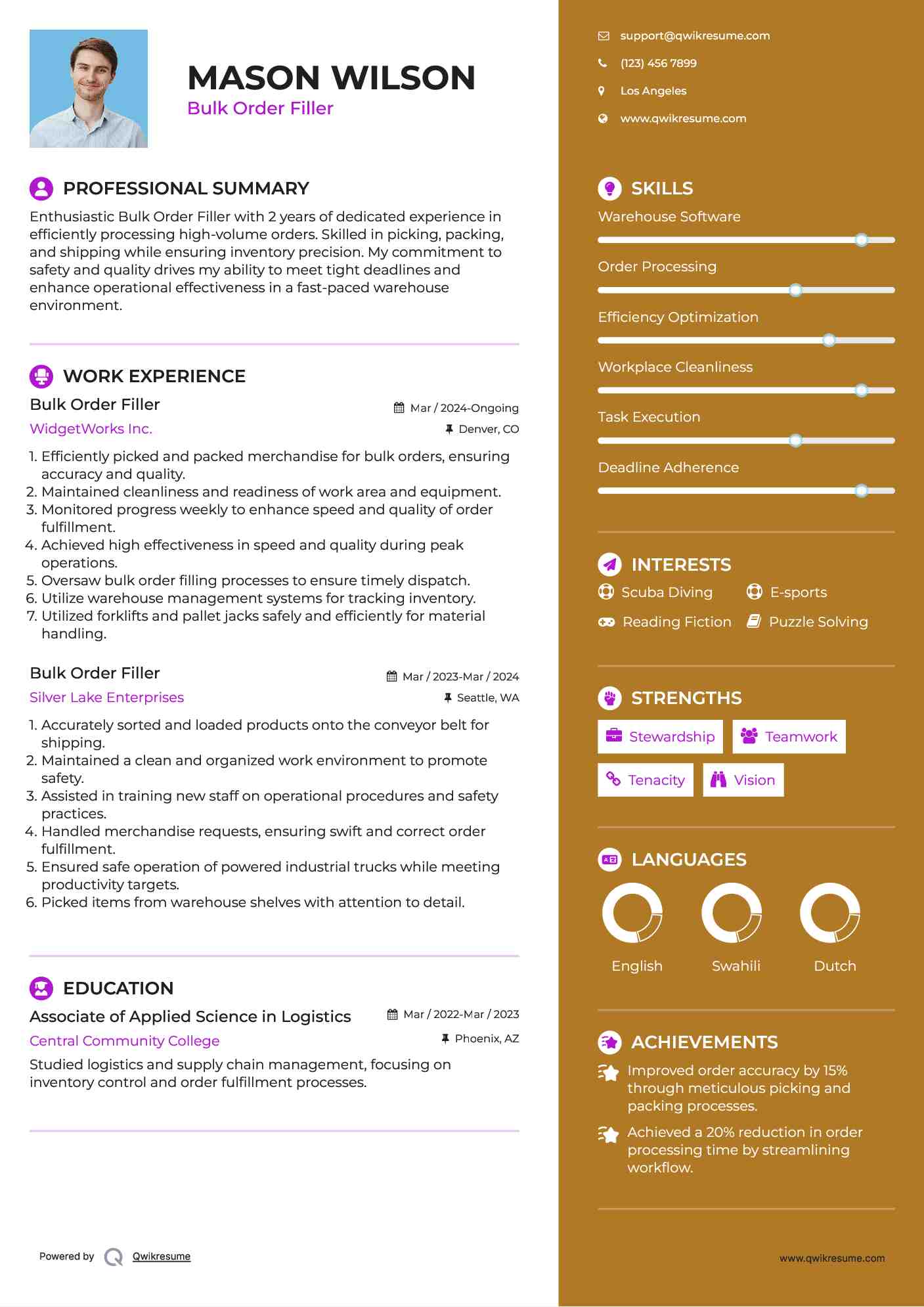 10 Bulk Order Filler Resume Samples - Bulk Order Filler 1602671151 Pdf