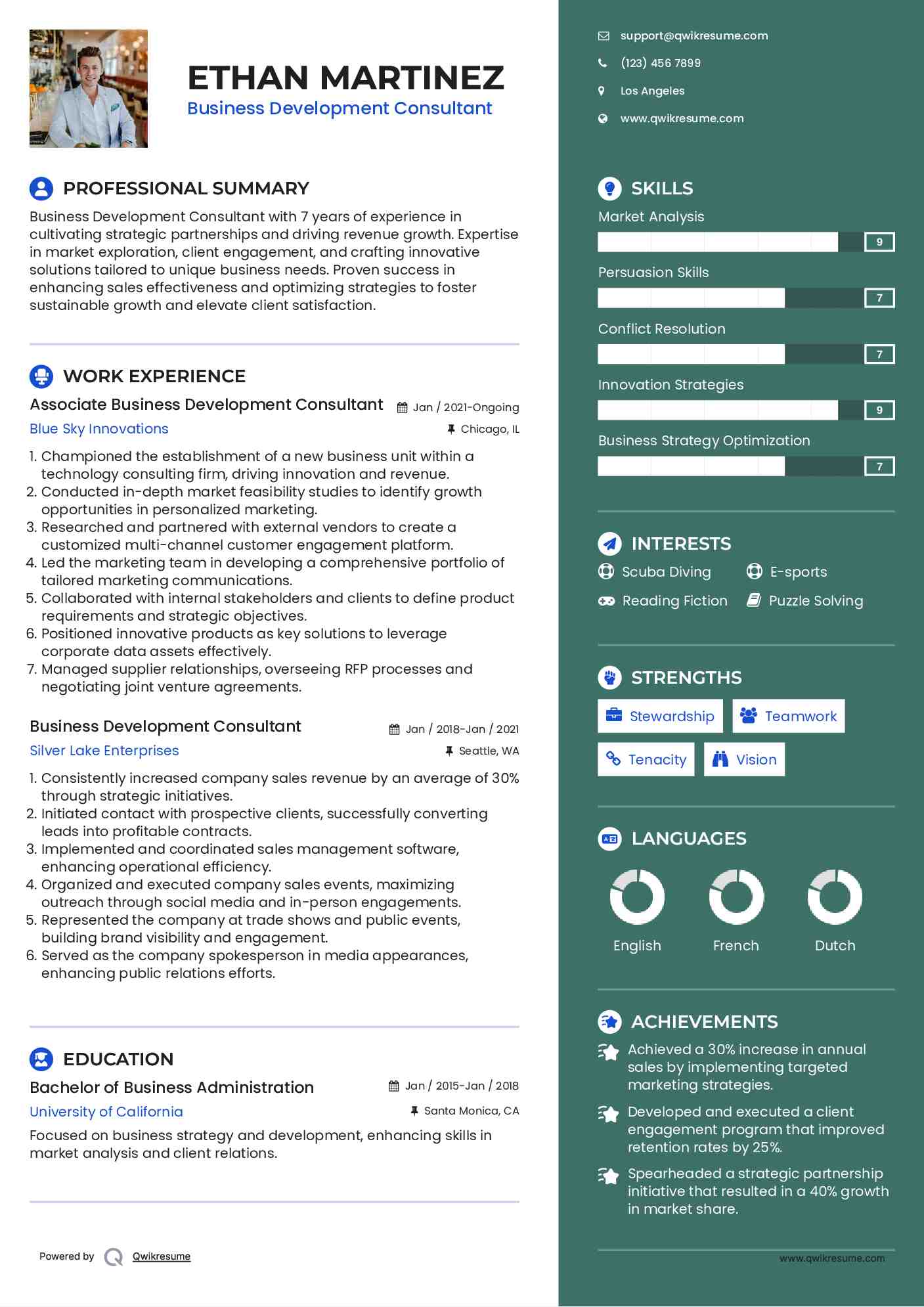 Associate Business Development Consultant Resume Format