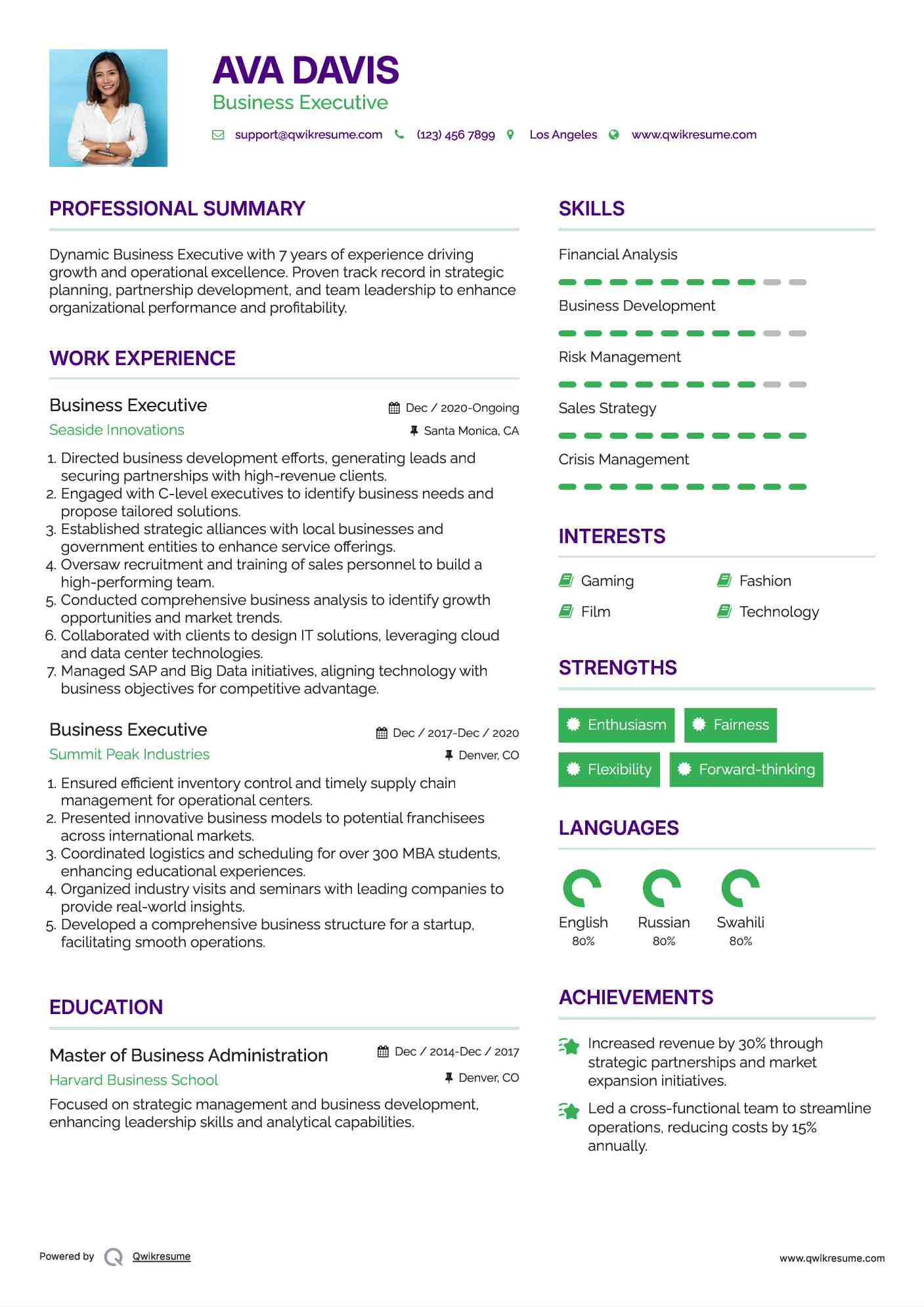 Business Executive Resume Template