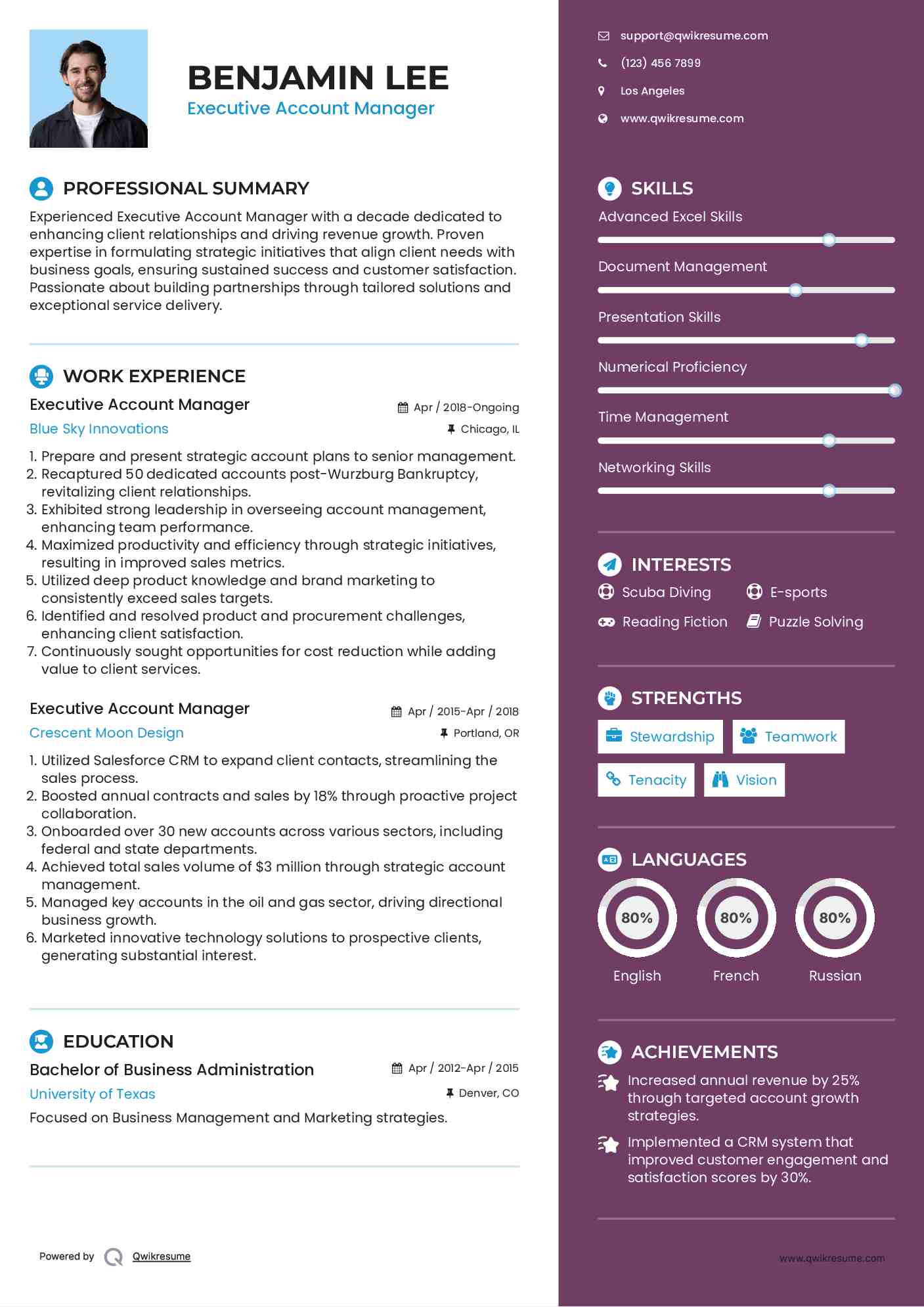 Executive Account Manager Resume Format