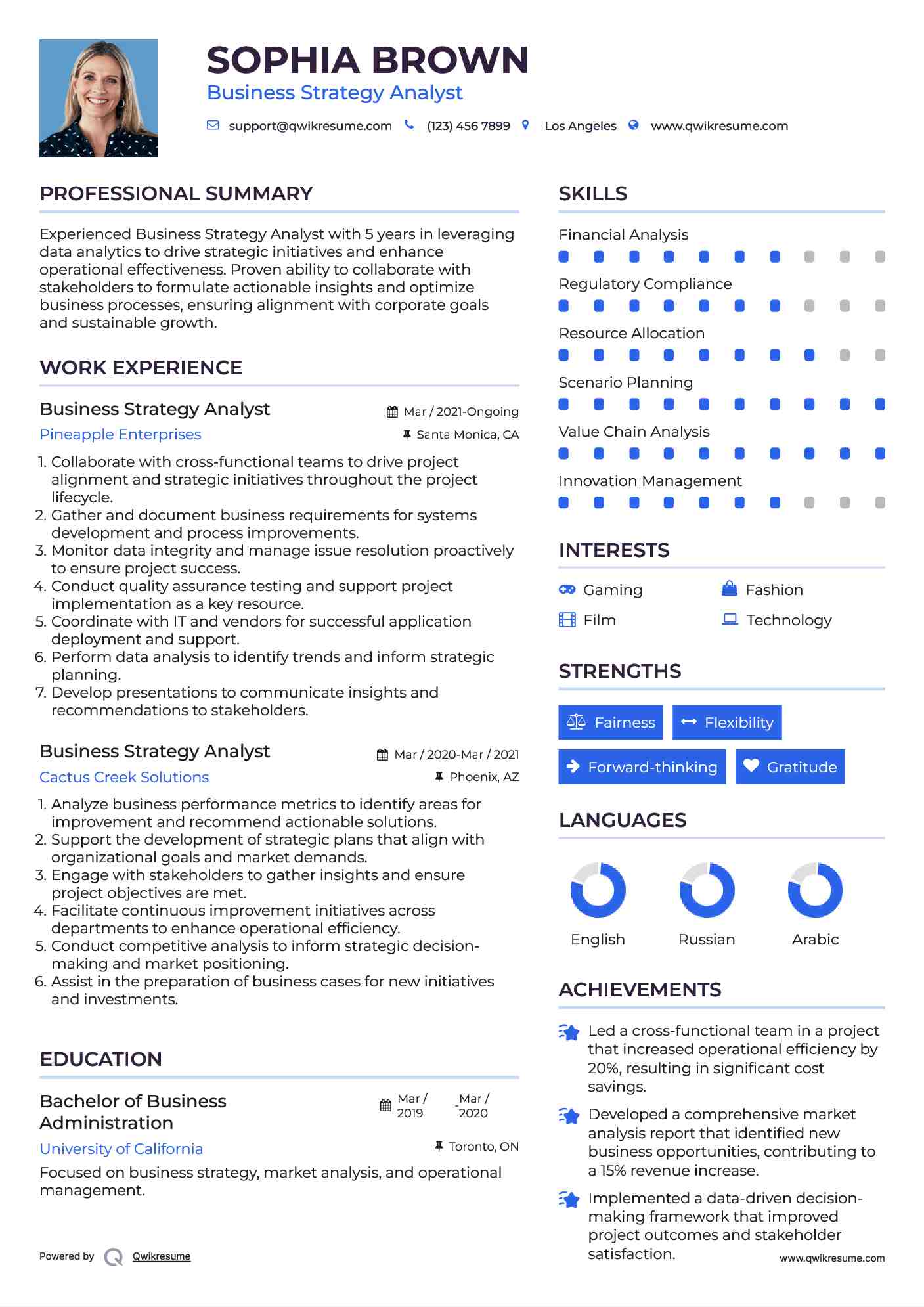 Business Strategy Analyst Resume Format