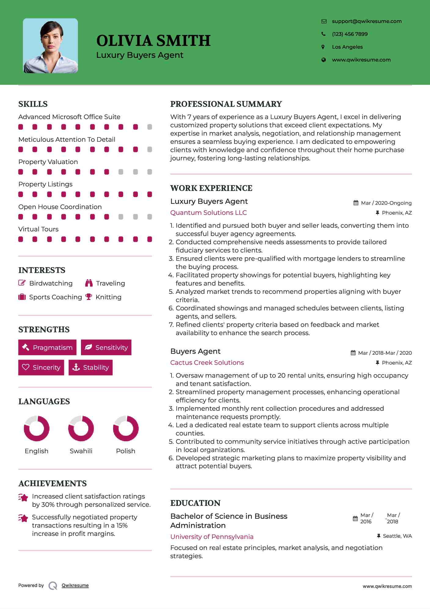 Luxury Buyers Agent Resume Format