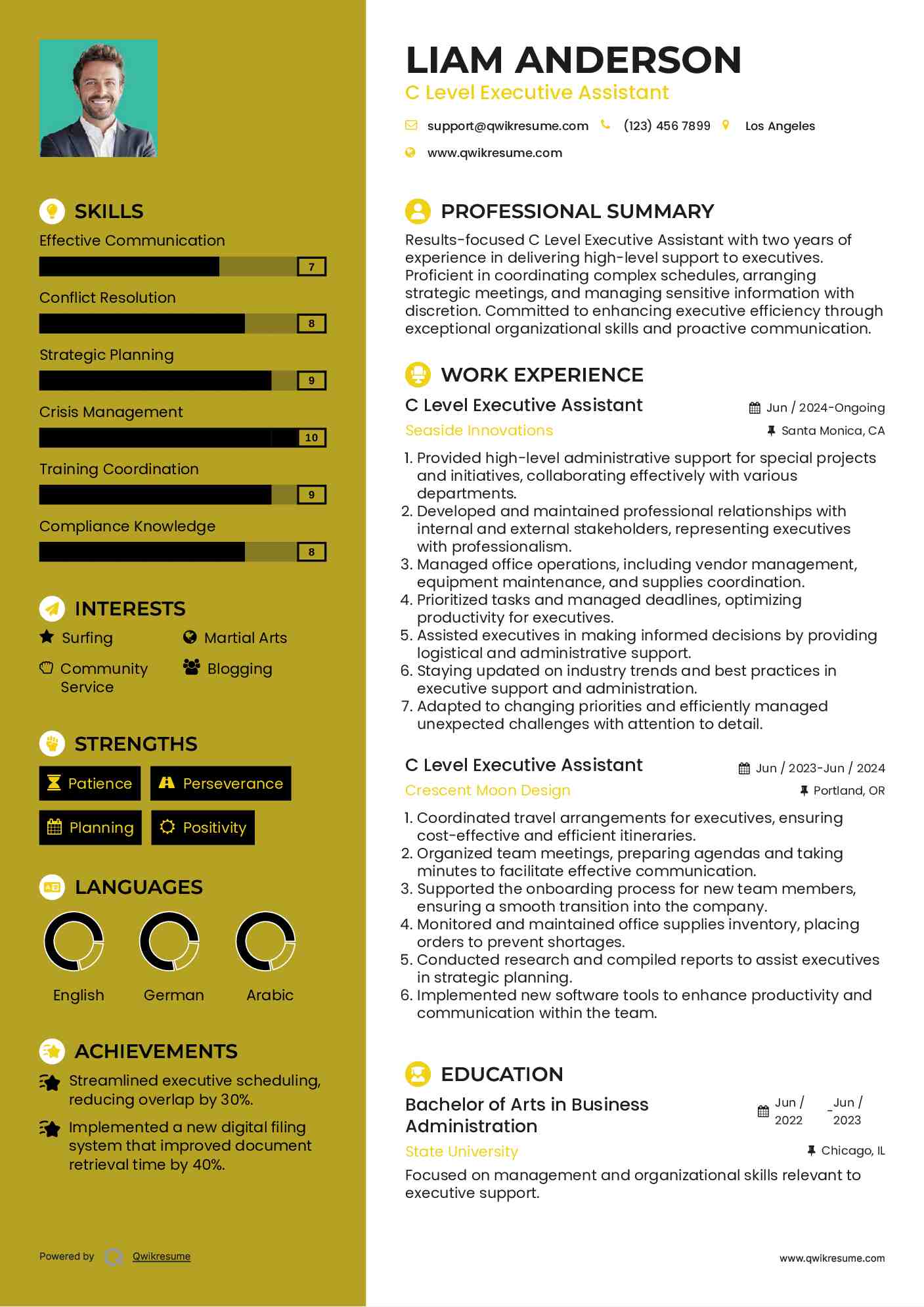 C Level Executive Assistant Resume Example