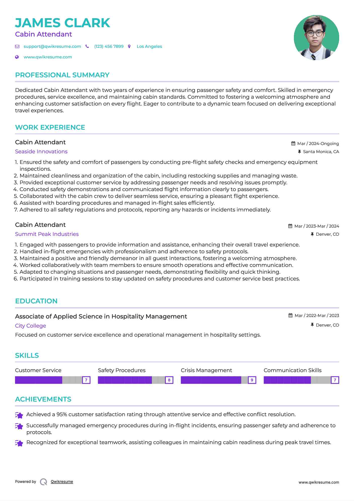 Cabin Attendant Resume Model