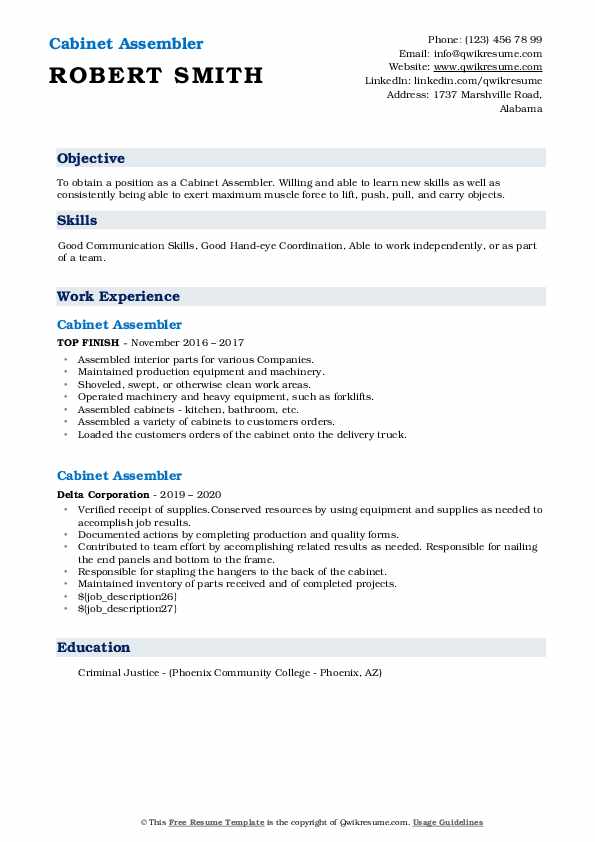 Assembler Resume Samples QwikResume