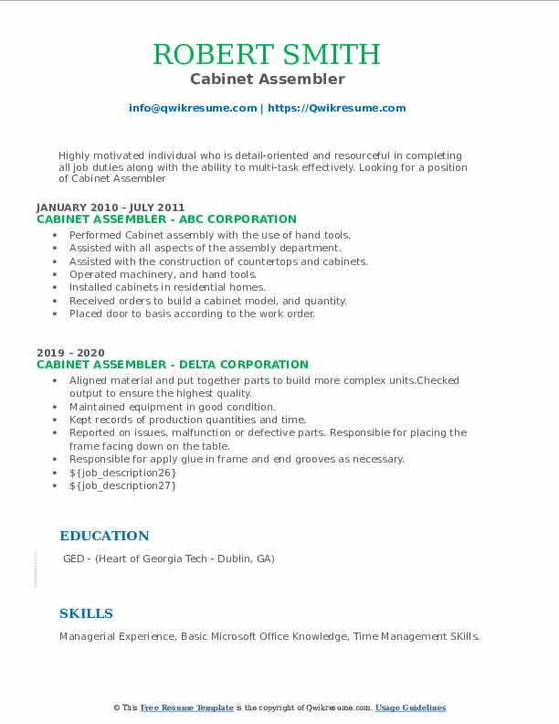 Assembler Resume Samples QwikResume